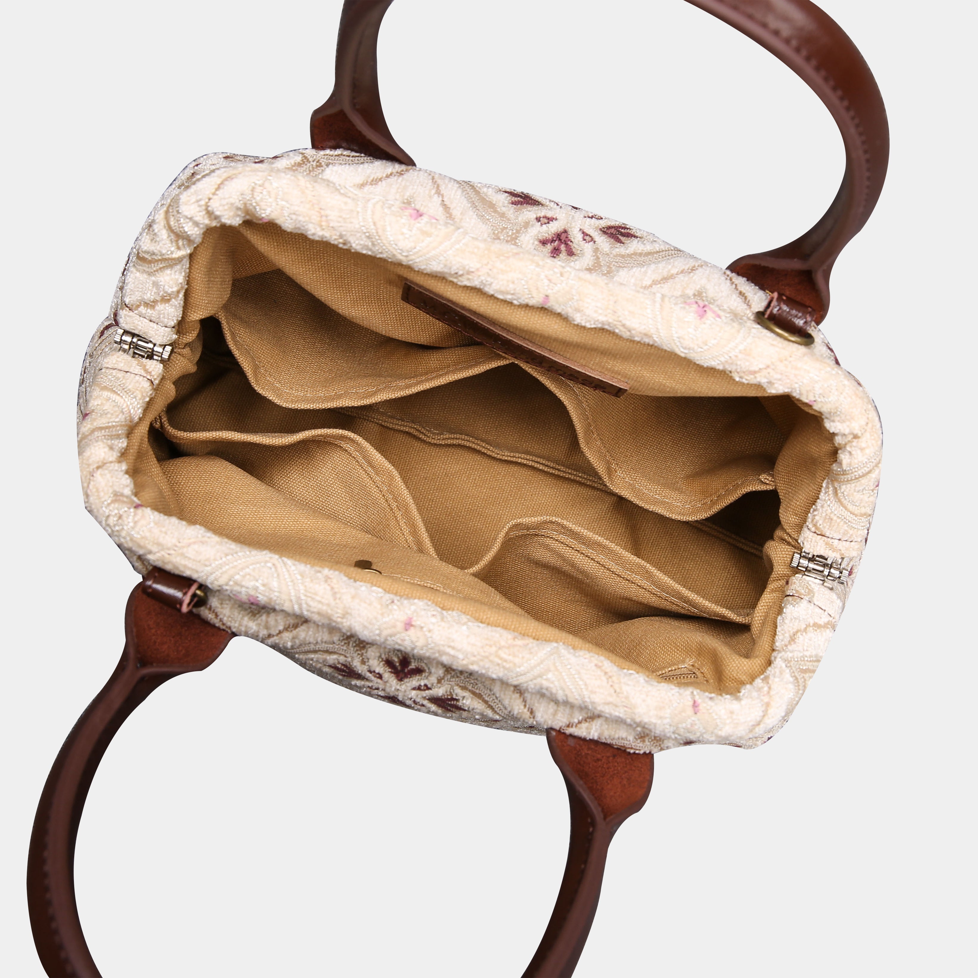 Ethnic Cream Carpet Satchel carpet bag MCW Handmade-5