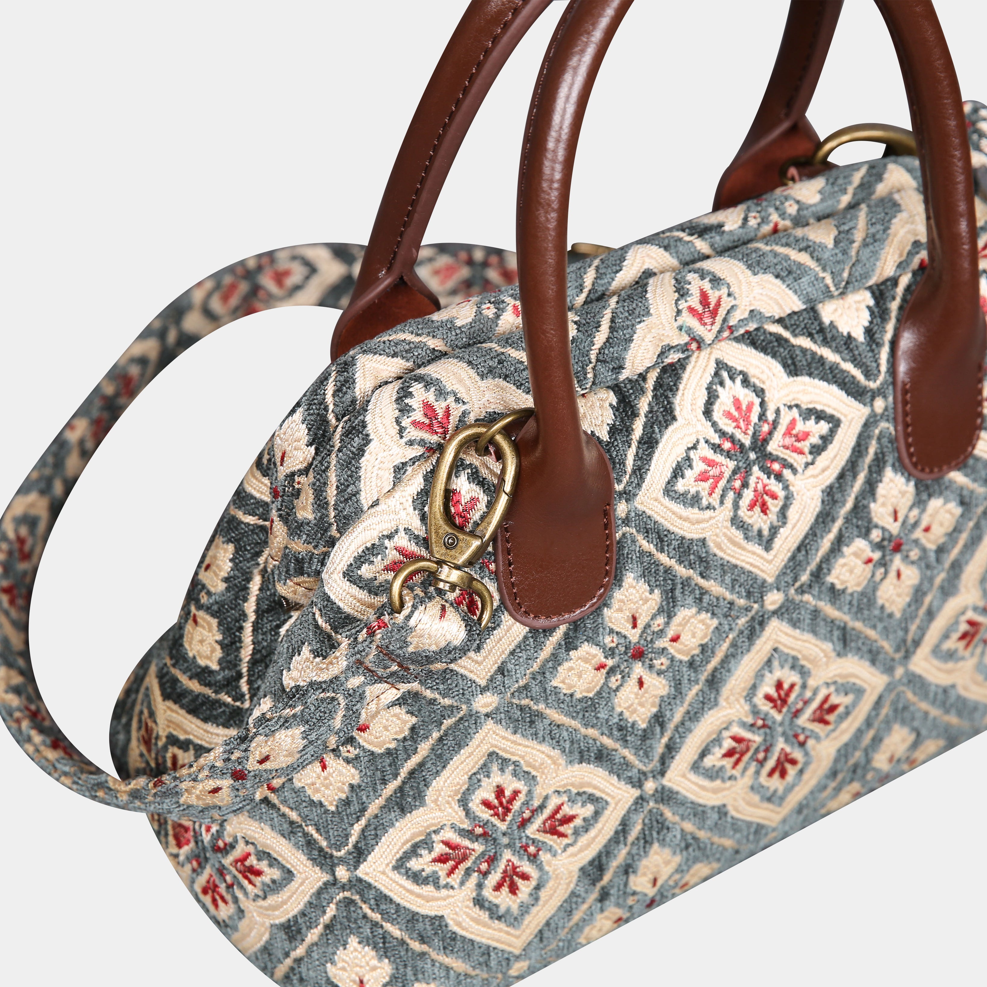 Ethnic Green Carpet Satchel carpet bag MCW Handmade-2