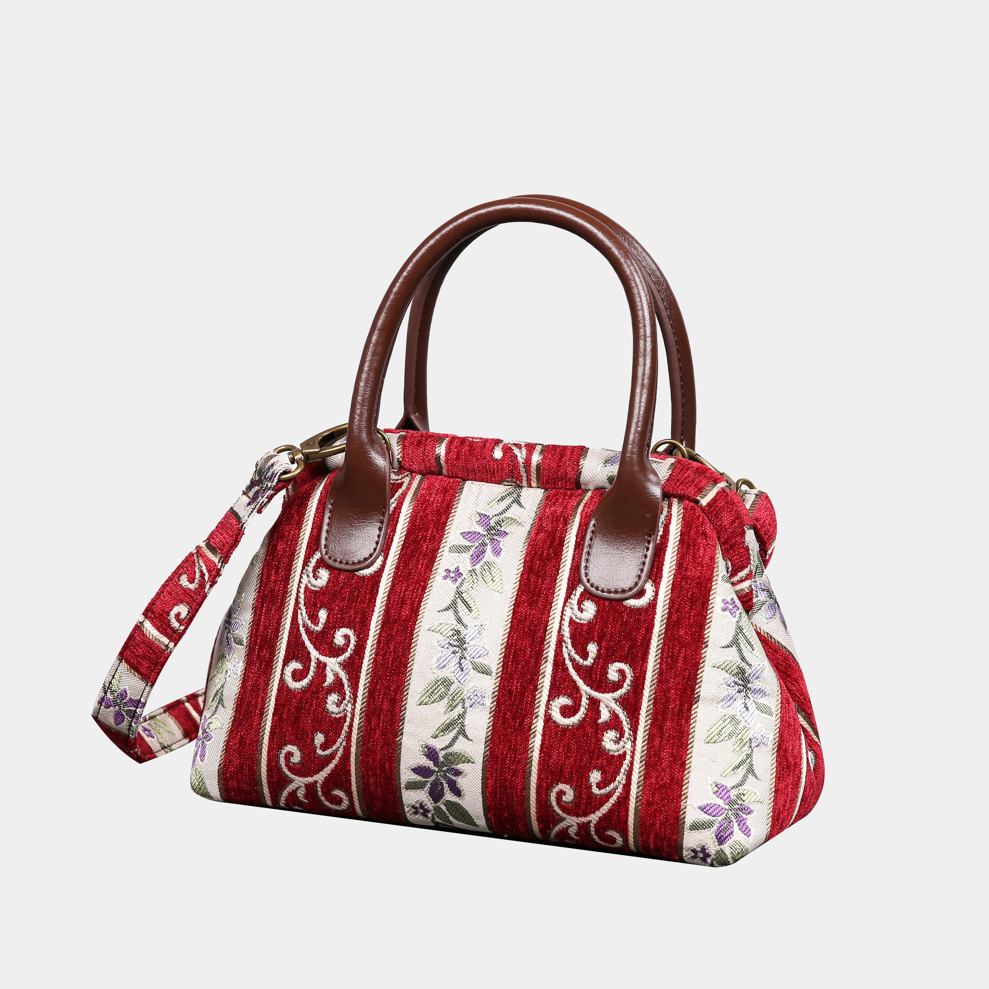Victorian Strips Red Carpet Satchel carpet bag MCW Handmade
