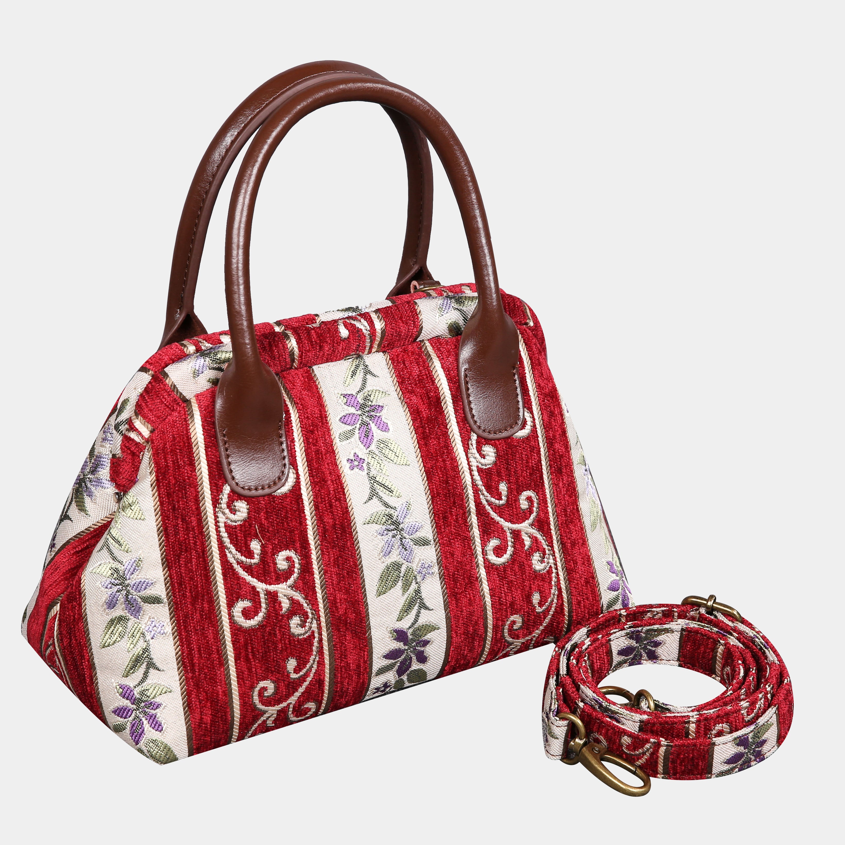 Victorian Strips Red Carpet Satchel carpet bag MCW Handmade