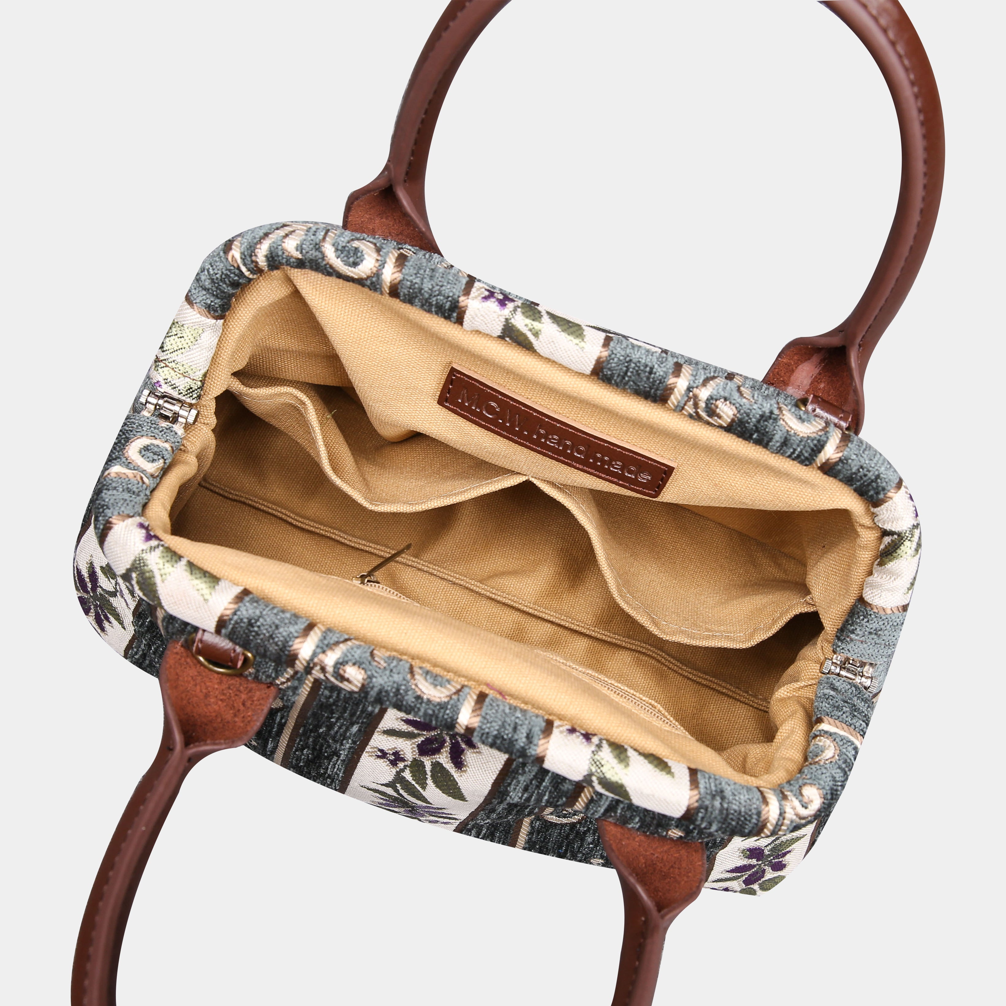 Victorian Strips Grass Carpet Satchel carpet bag MCW Handmade