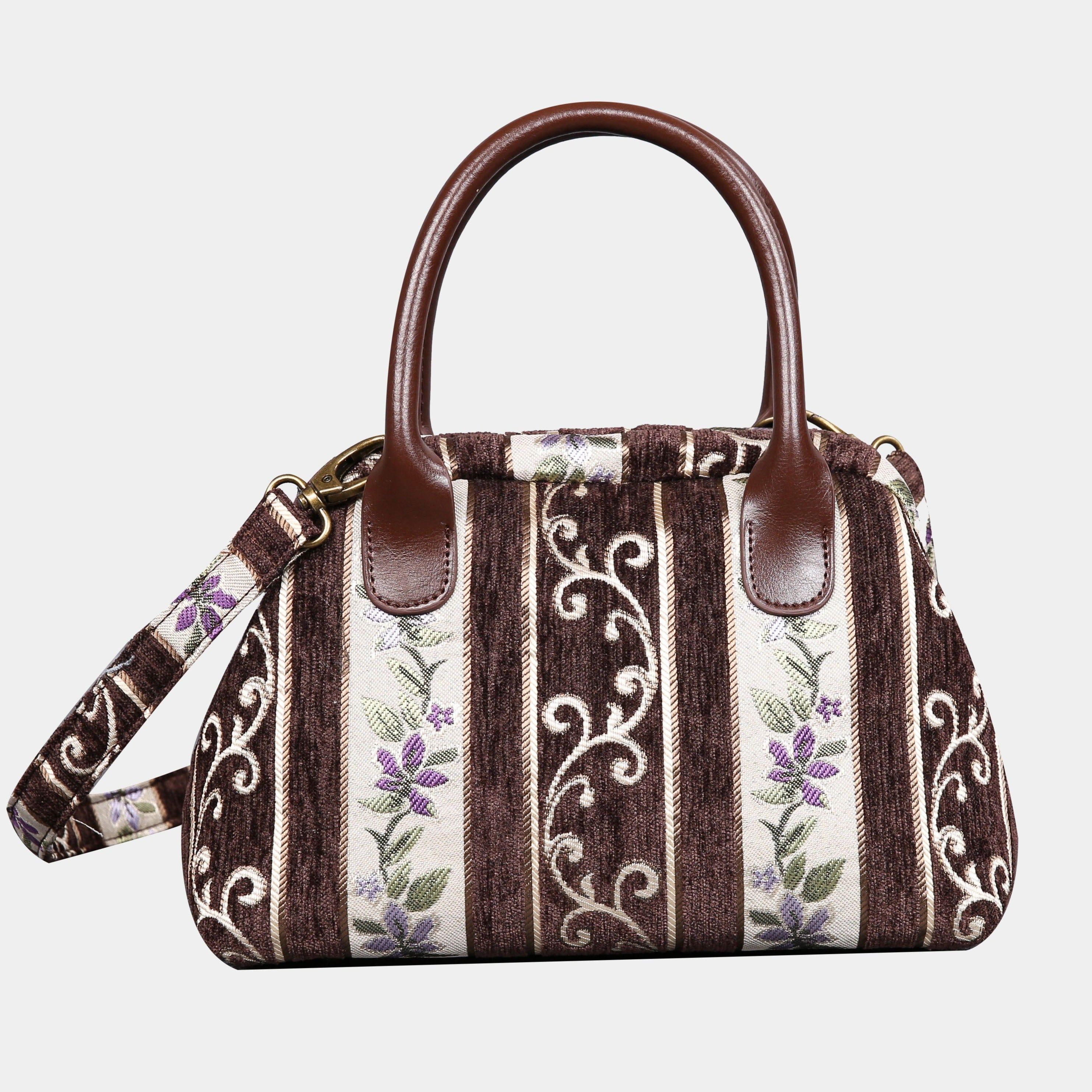 Victorian Strips Coffee Carpet Satchel carpet bag MCW Handmade