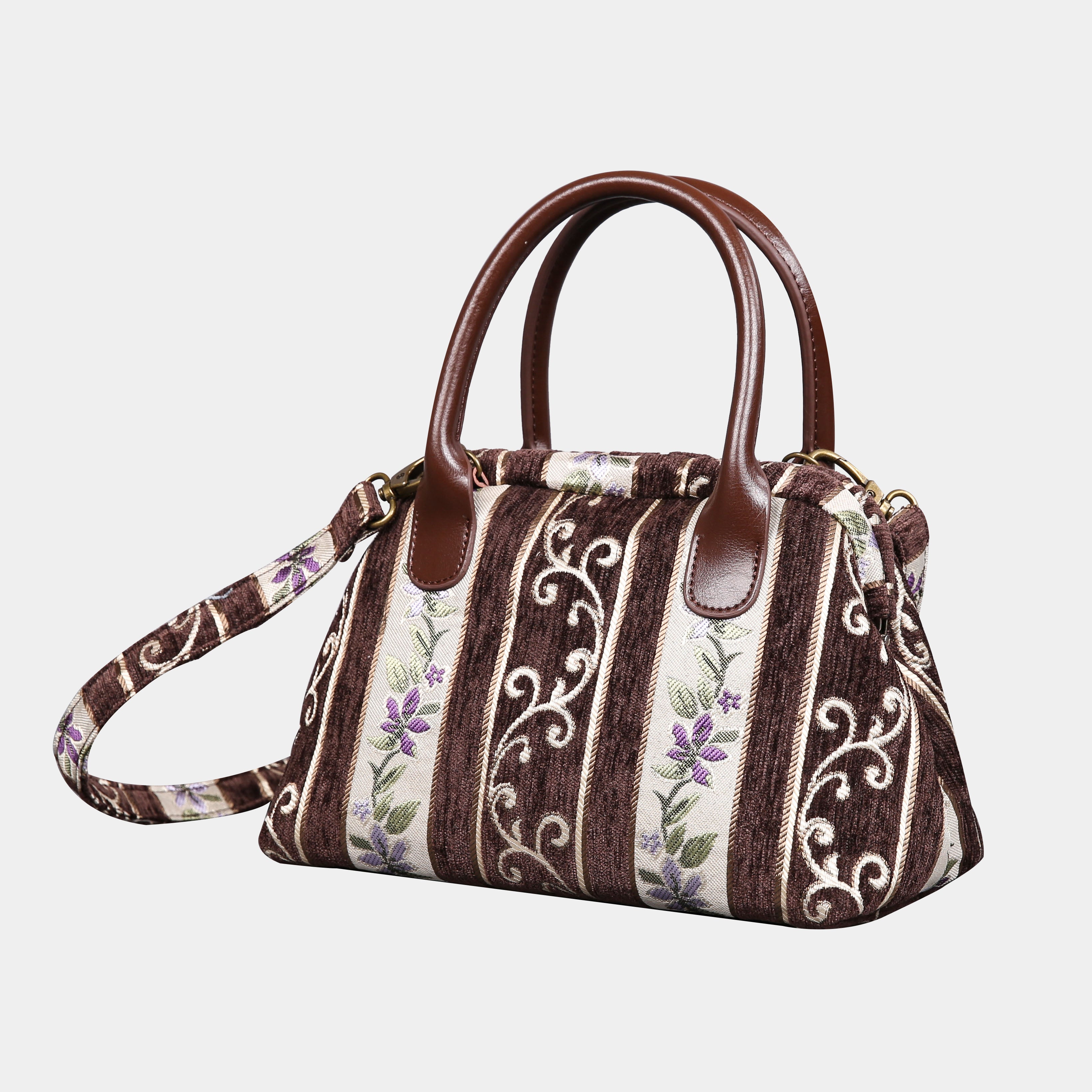 Victorian Strips Coffee Carpet Satchel carpet bag MCW Handmade