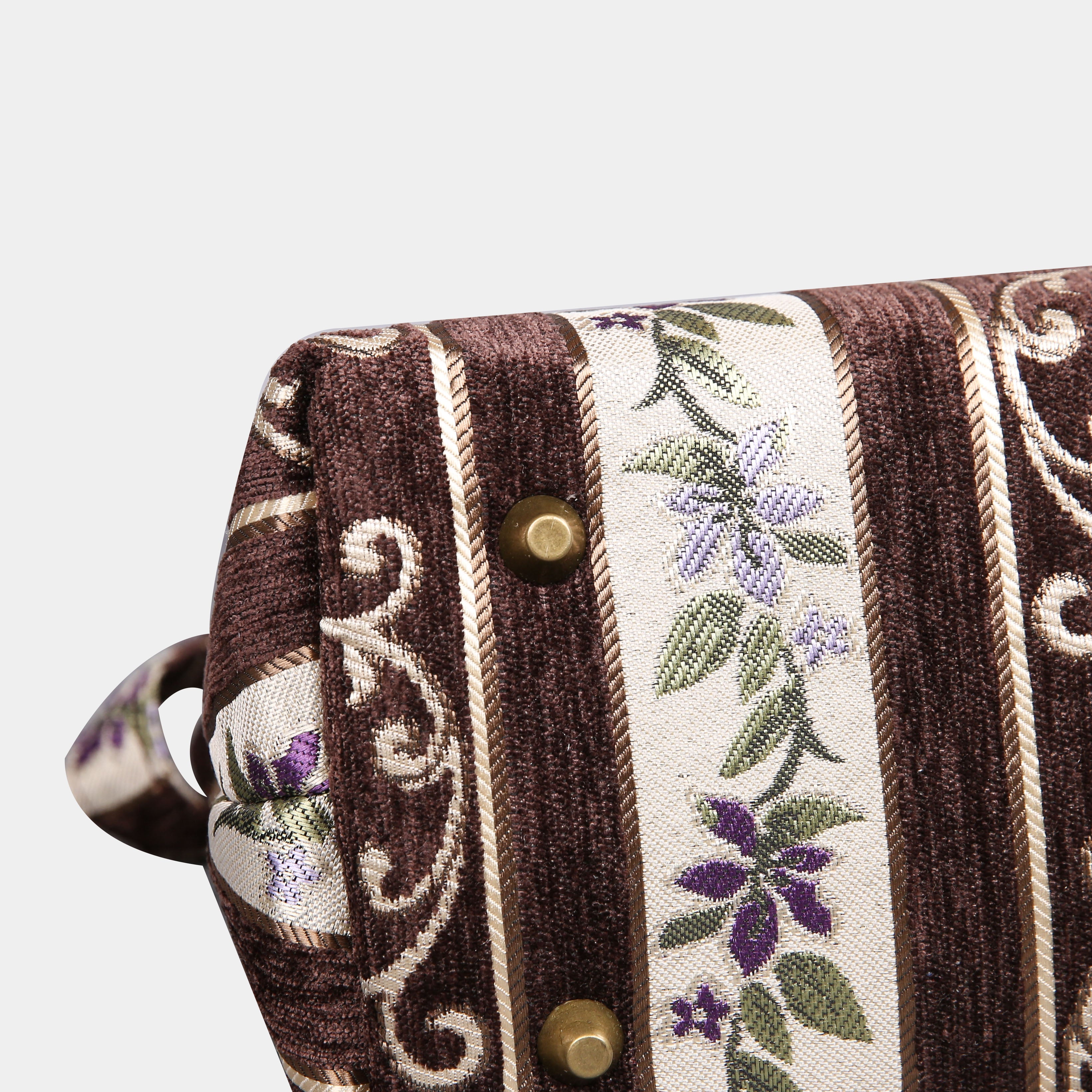 Victorian Strips Coffee Carpet Satchel carpet bag MCW Handmade