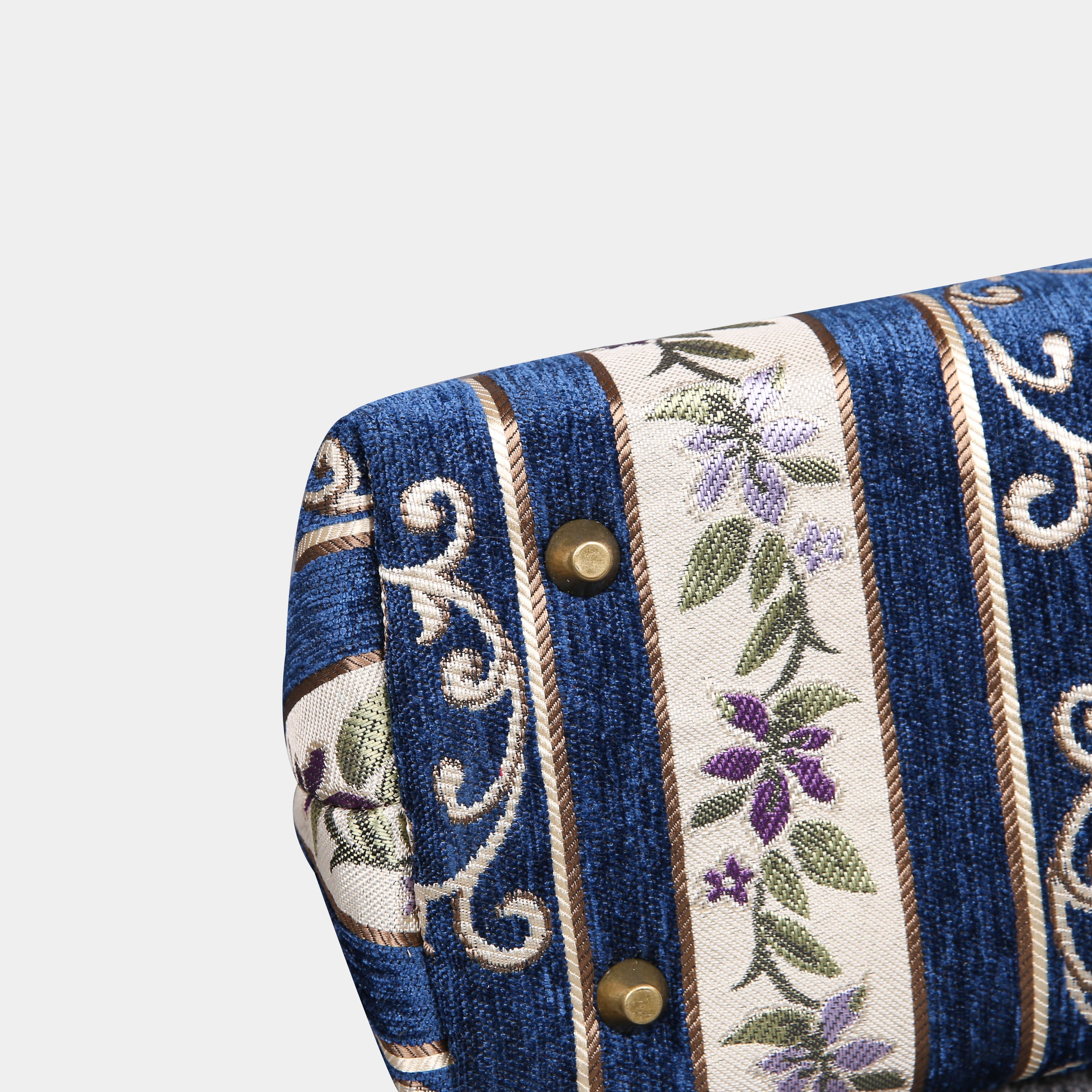 Victorian Strips Navy Carpet Satchel carpet bag MCW Handmade