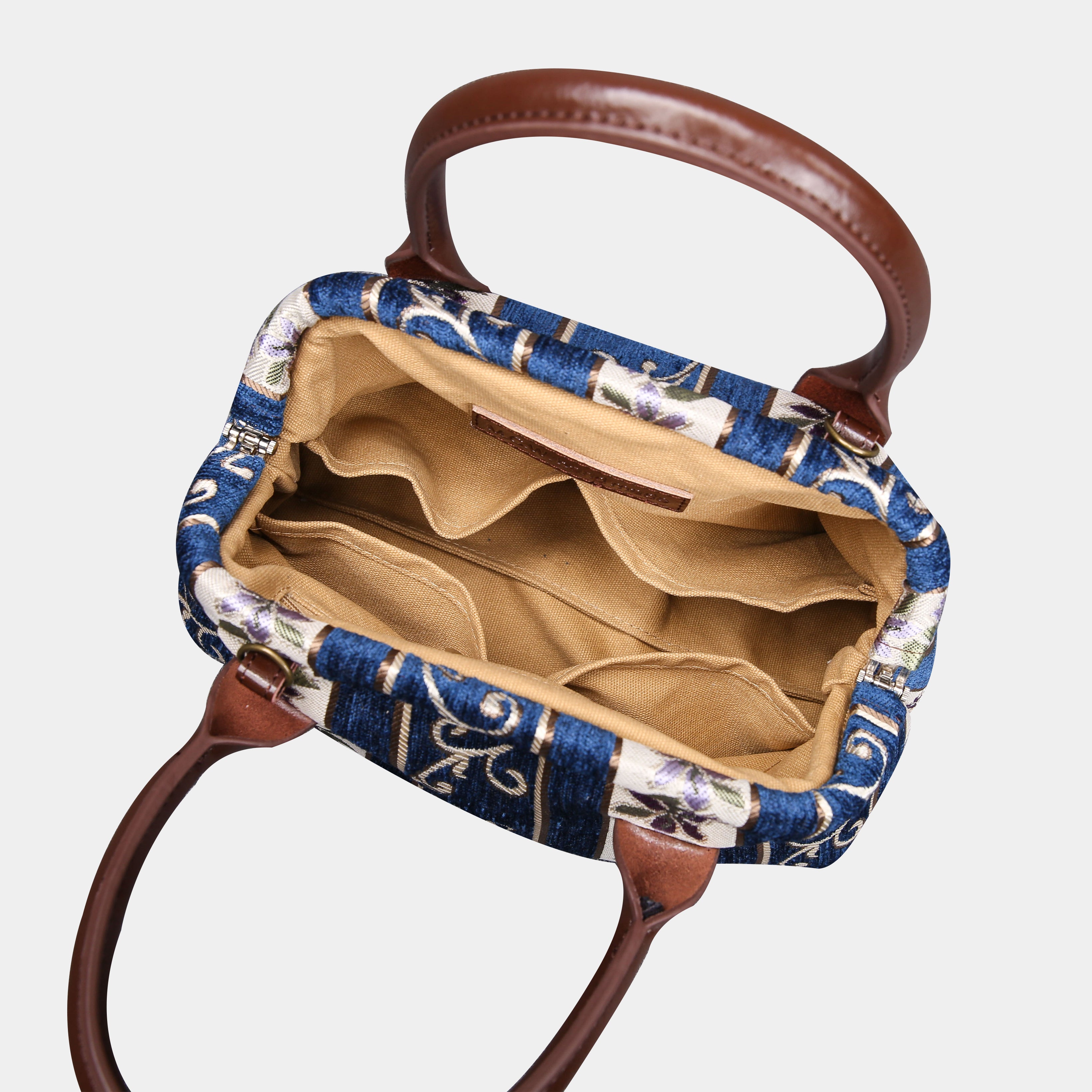 Victorian Strips Navy Carpet Satchel carpet bag MCW Handmade