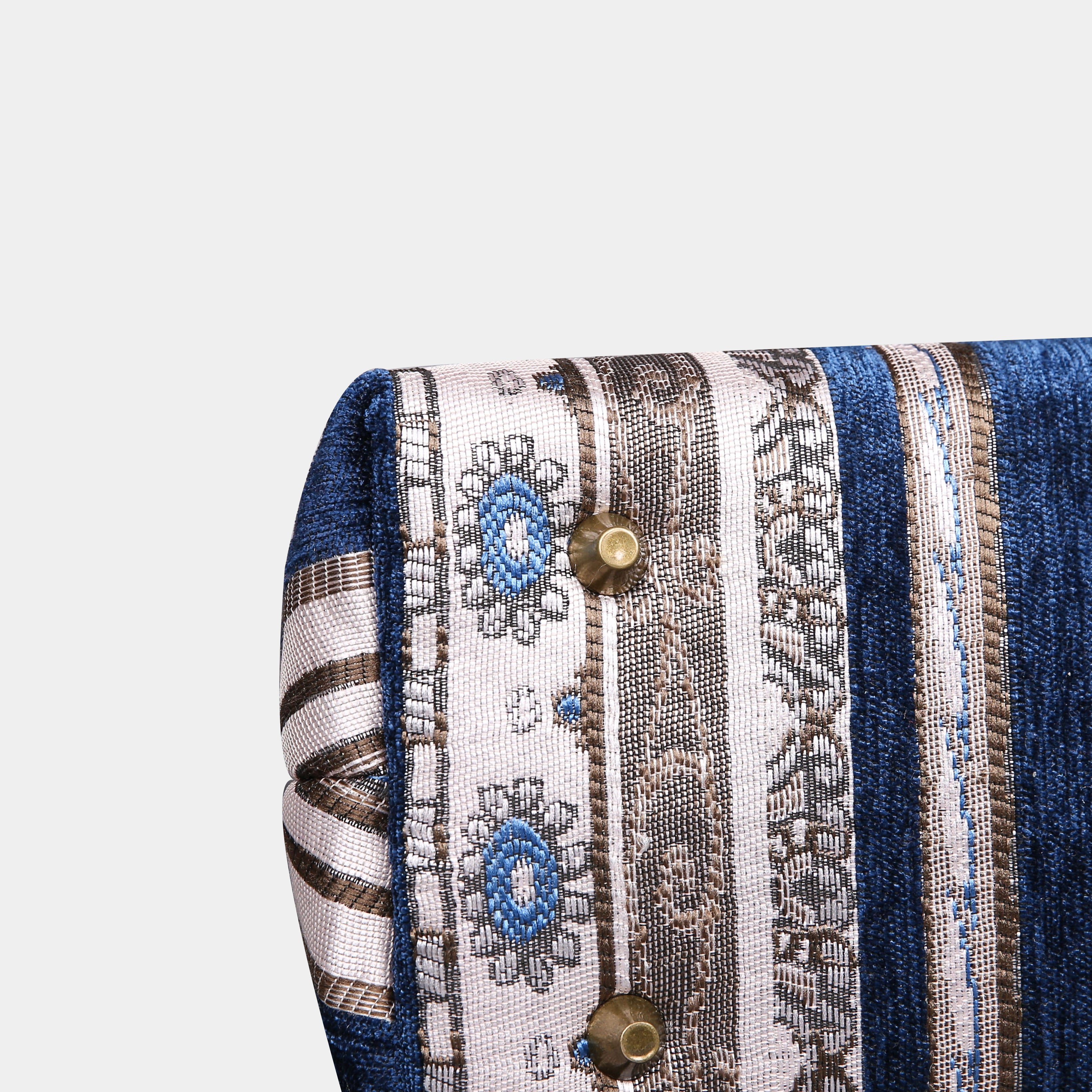Ethnic Strips Navy Carpet Satchel carpet bag MCW Handmade-4