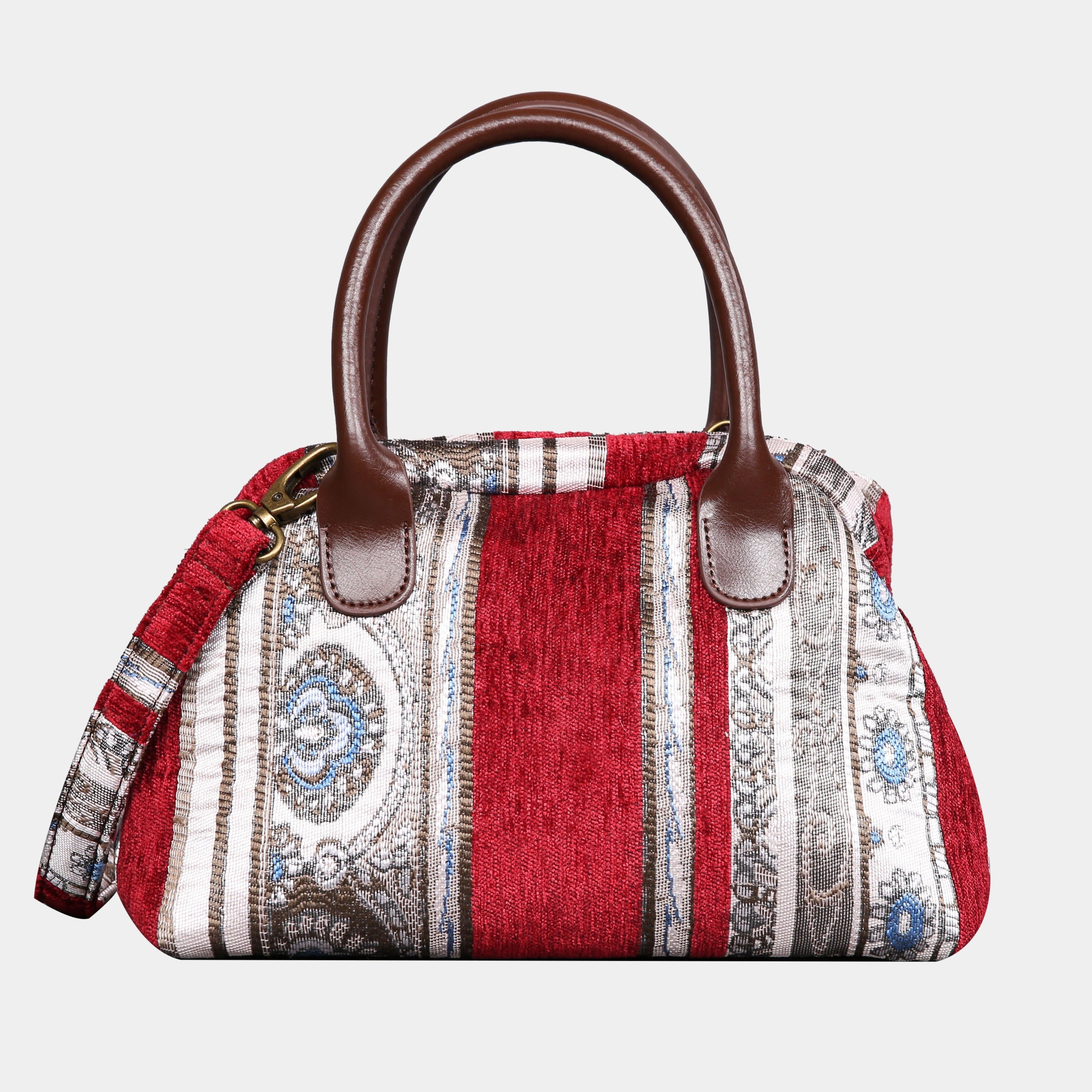 Ethnic Strips Wine Carpet Satchel carpet bag MCW Handmade