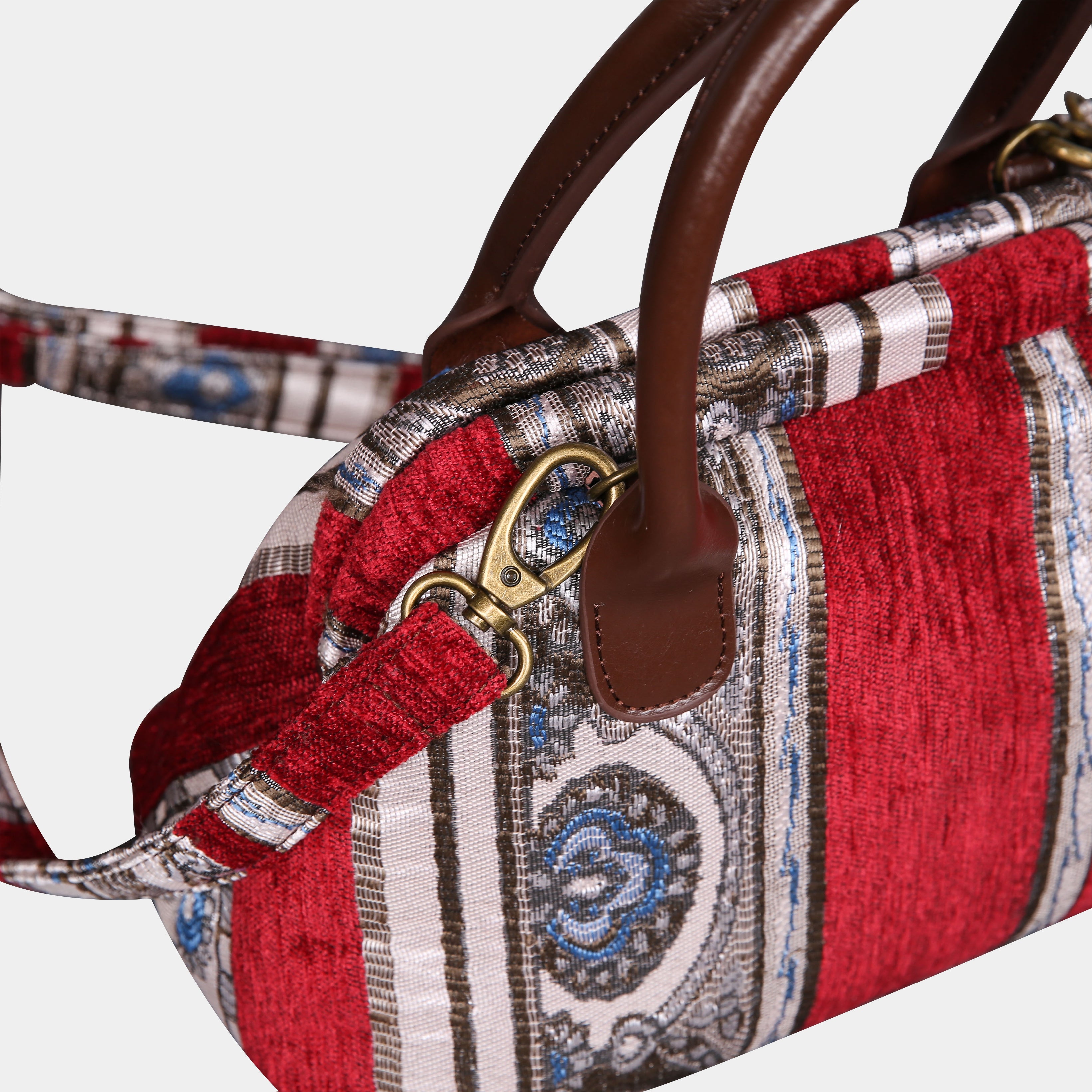 Ethnic Strips Wine Carpet Satchel carpet bag MCW Handmade-3