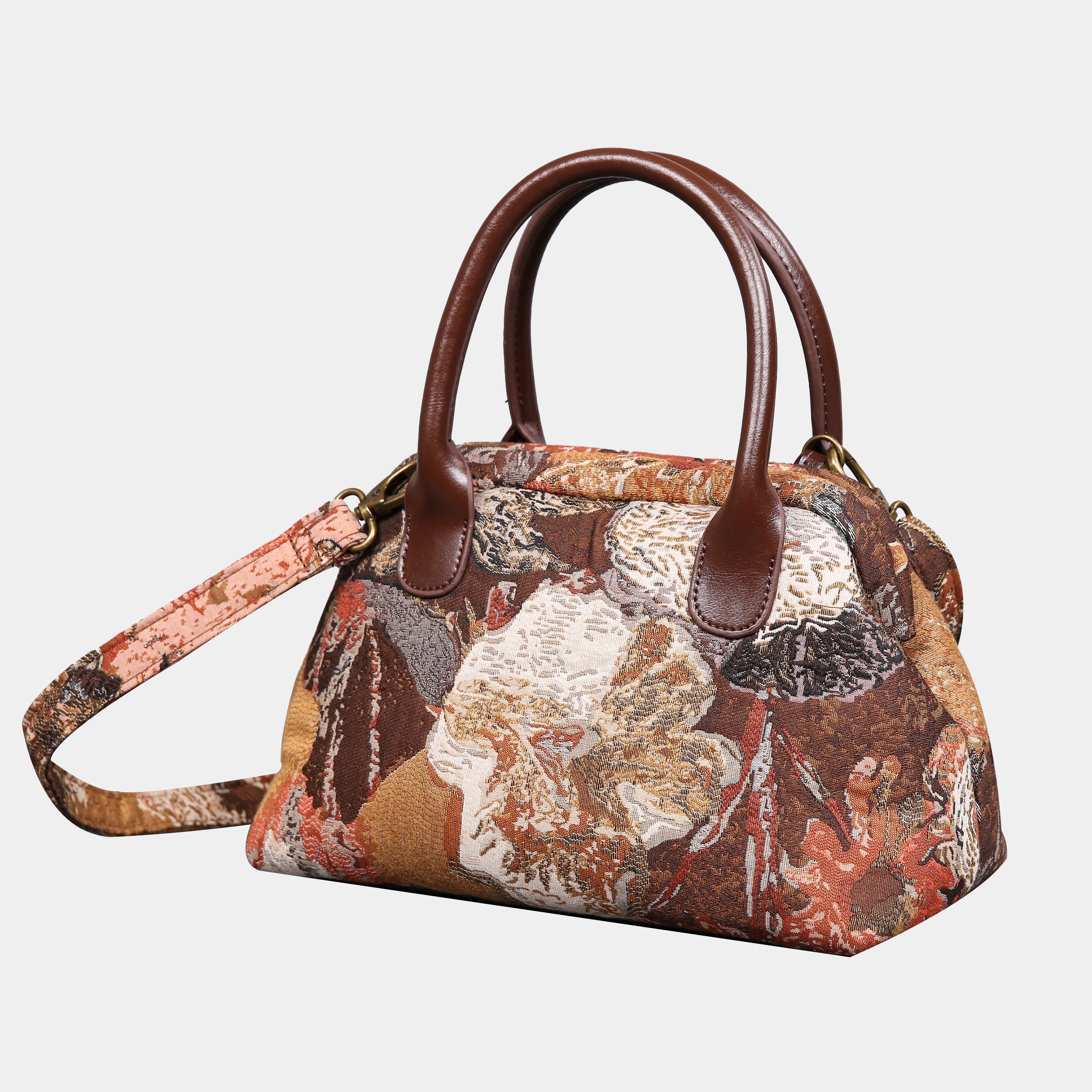 Abstract Brown Carpet Satchel carpet bag MCW Handmade of America front