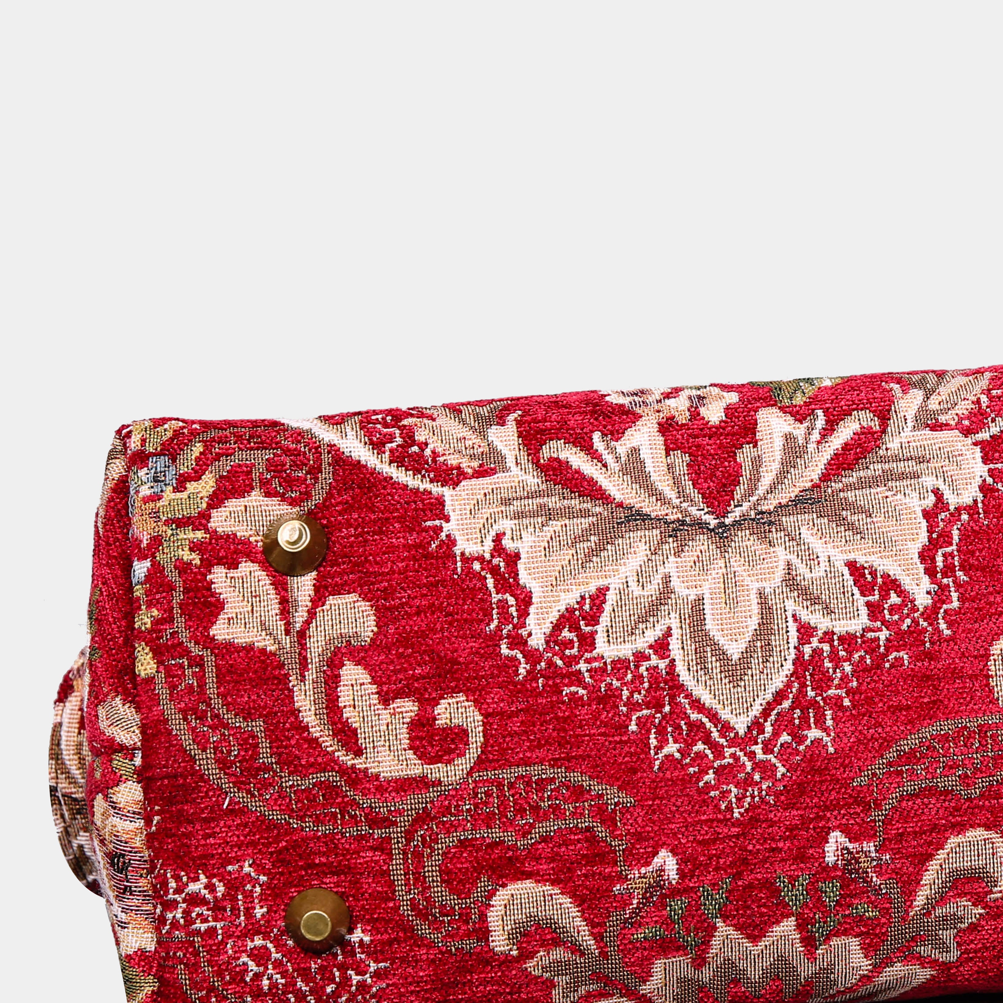 Floral Wine Carpet Satchel carpet bag MCW Handmade of America bottom
