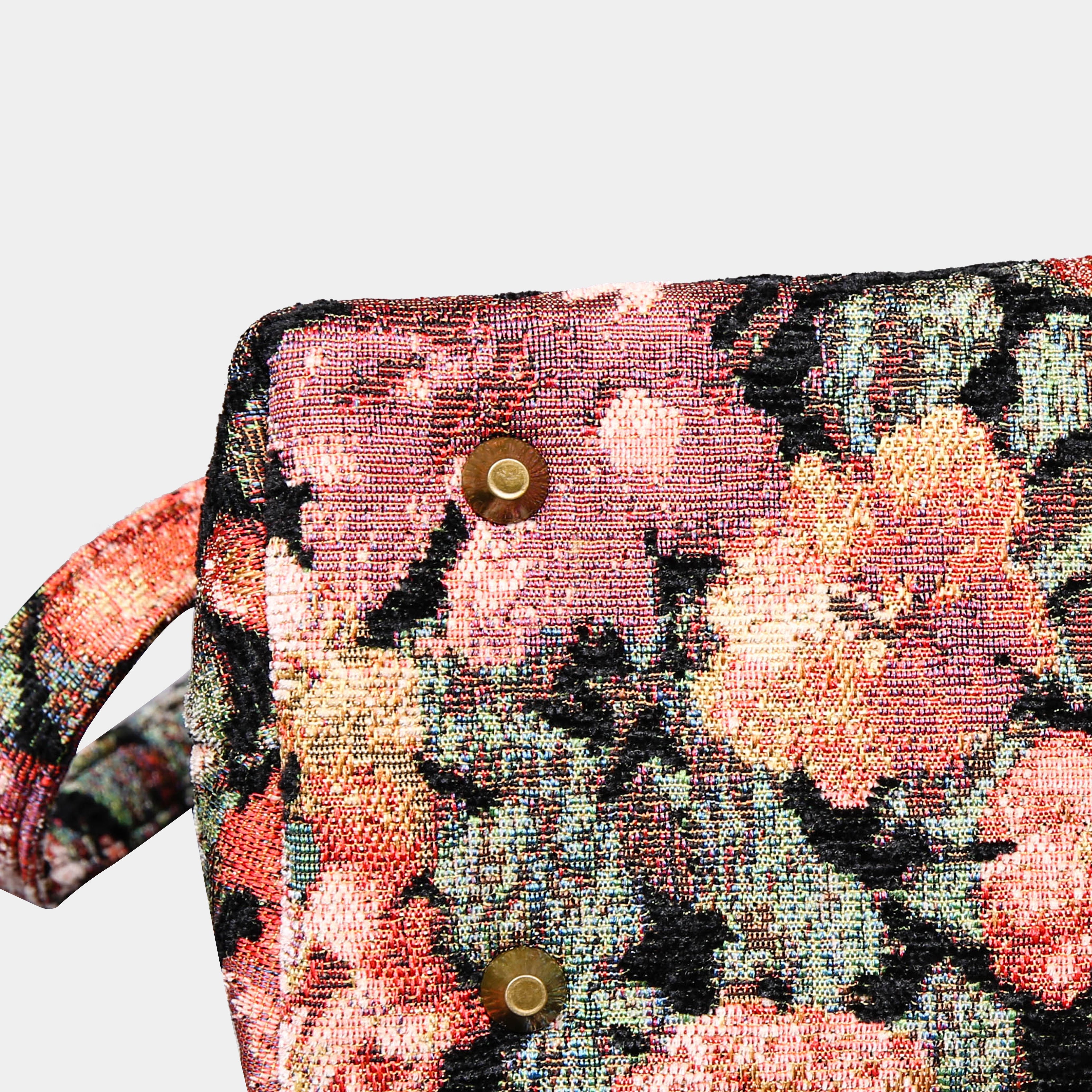 Floral Rose Carpet Satchel carpet bag MCW Handmade of America bottom