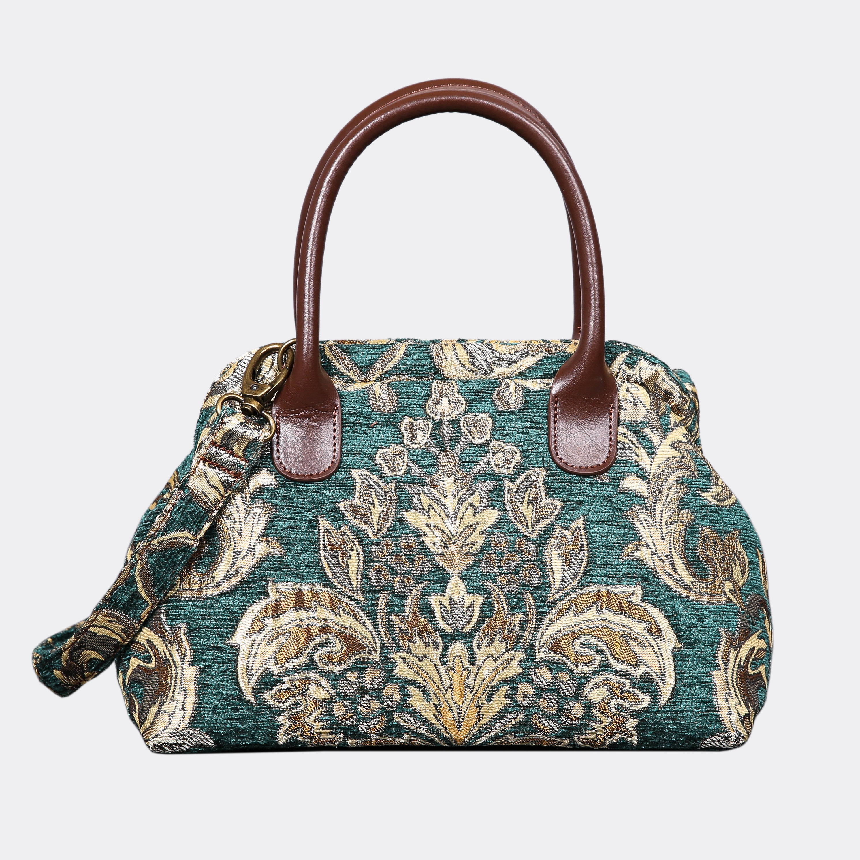 Victorian Blossom Green/Gold Carpet Satchel carpet bag MCW Handmade