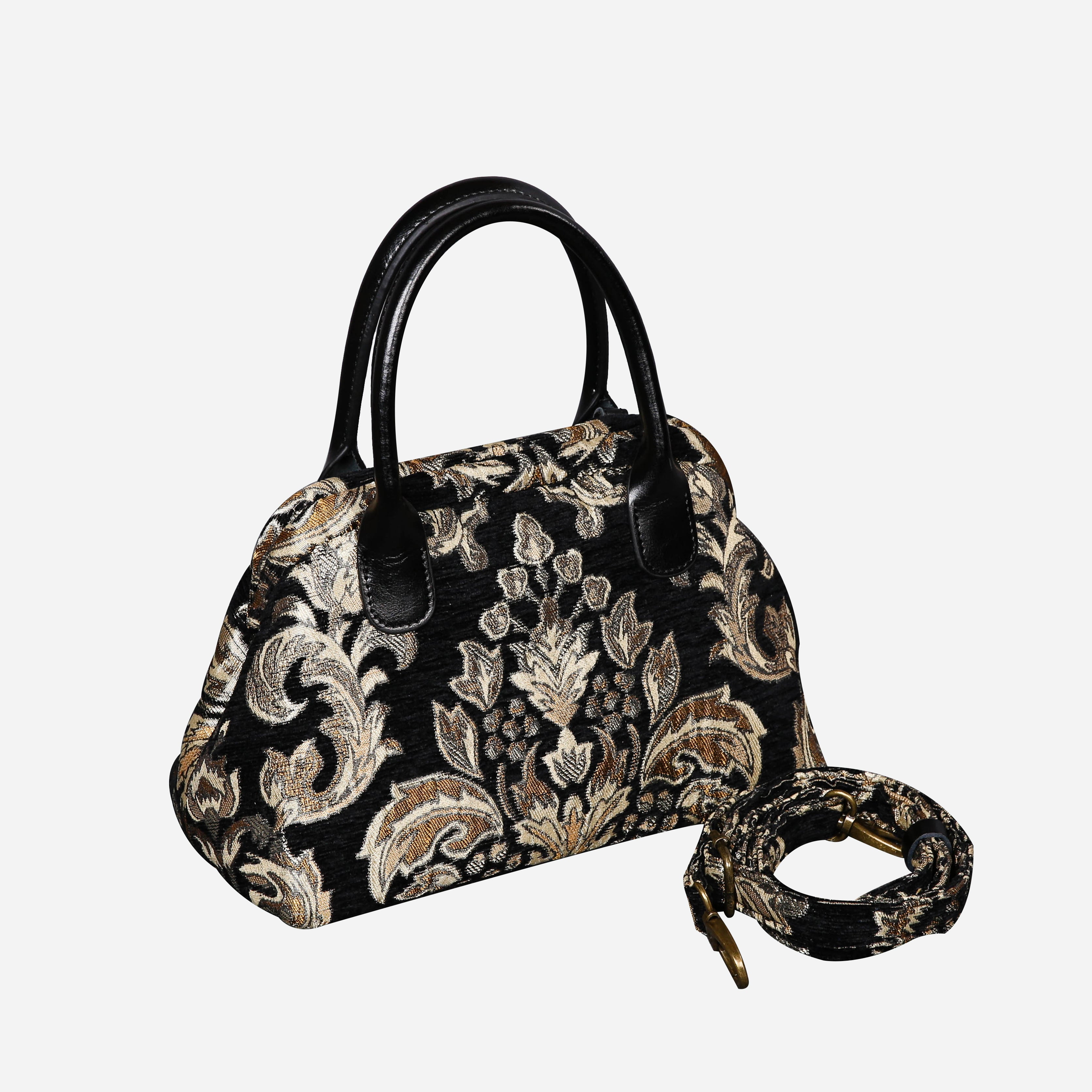Victorian Blossom BLK-GOLD Carpet Satchel carpet bag MCW Handmade