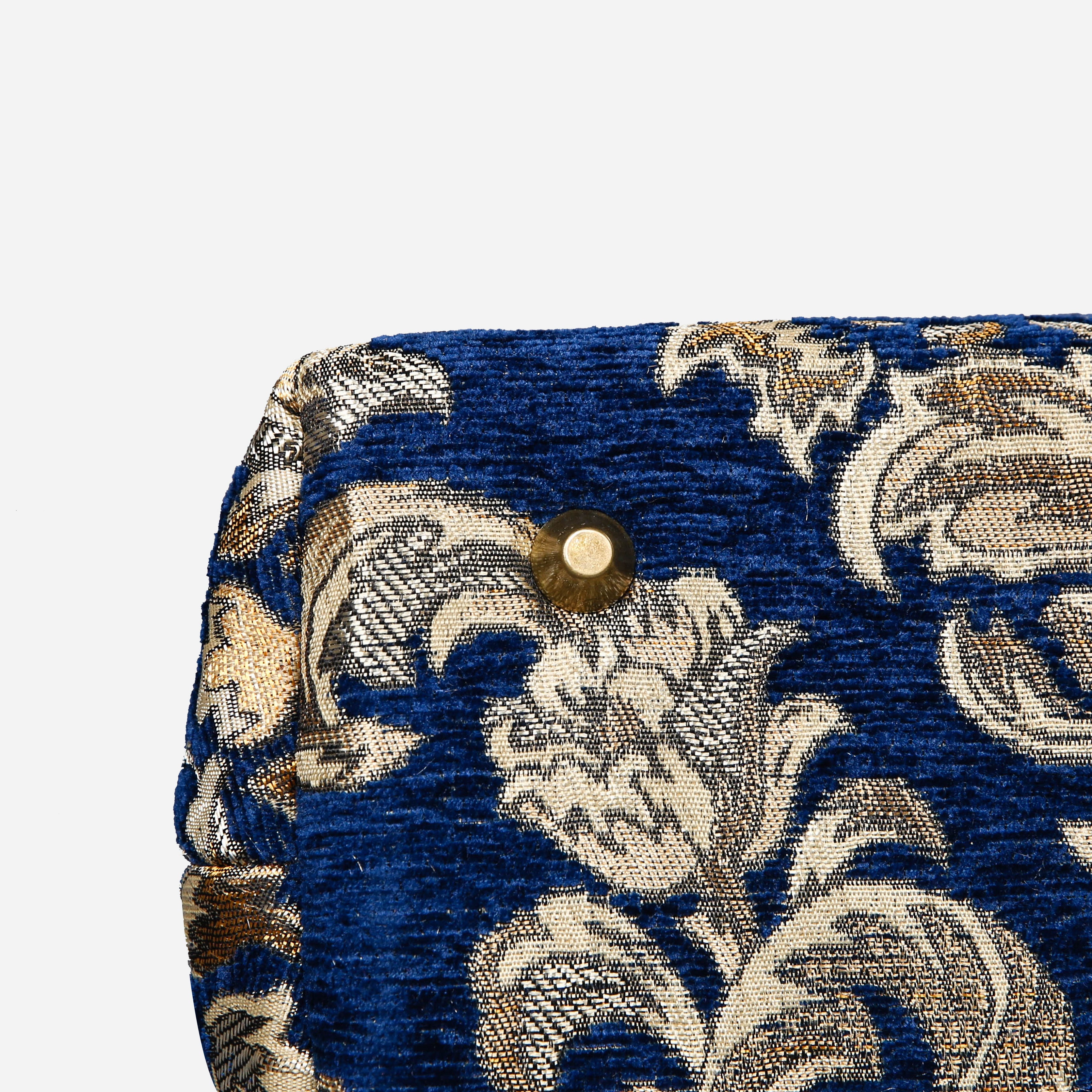 Victorian Blossom BLUE-GOLD Carpet Satchel carpet bag MCW Handmade