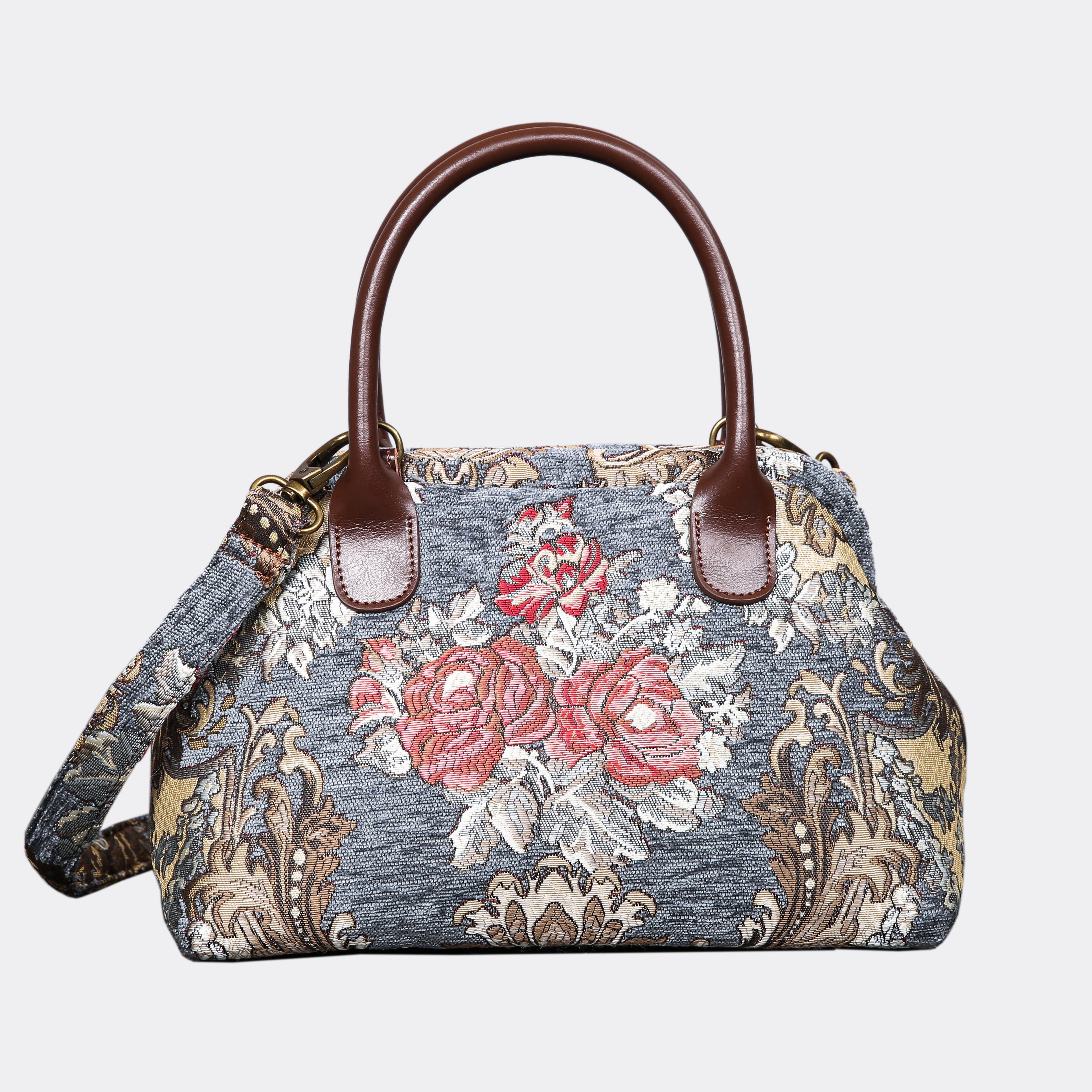 Brocade Grey Carpet Satchel carpet bag MCW Handmade of America main
