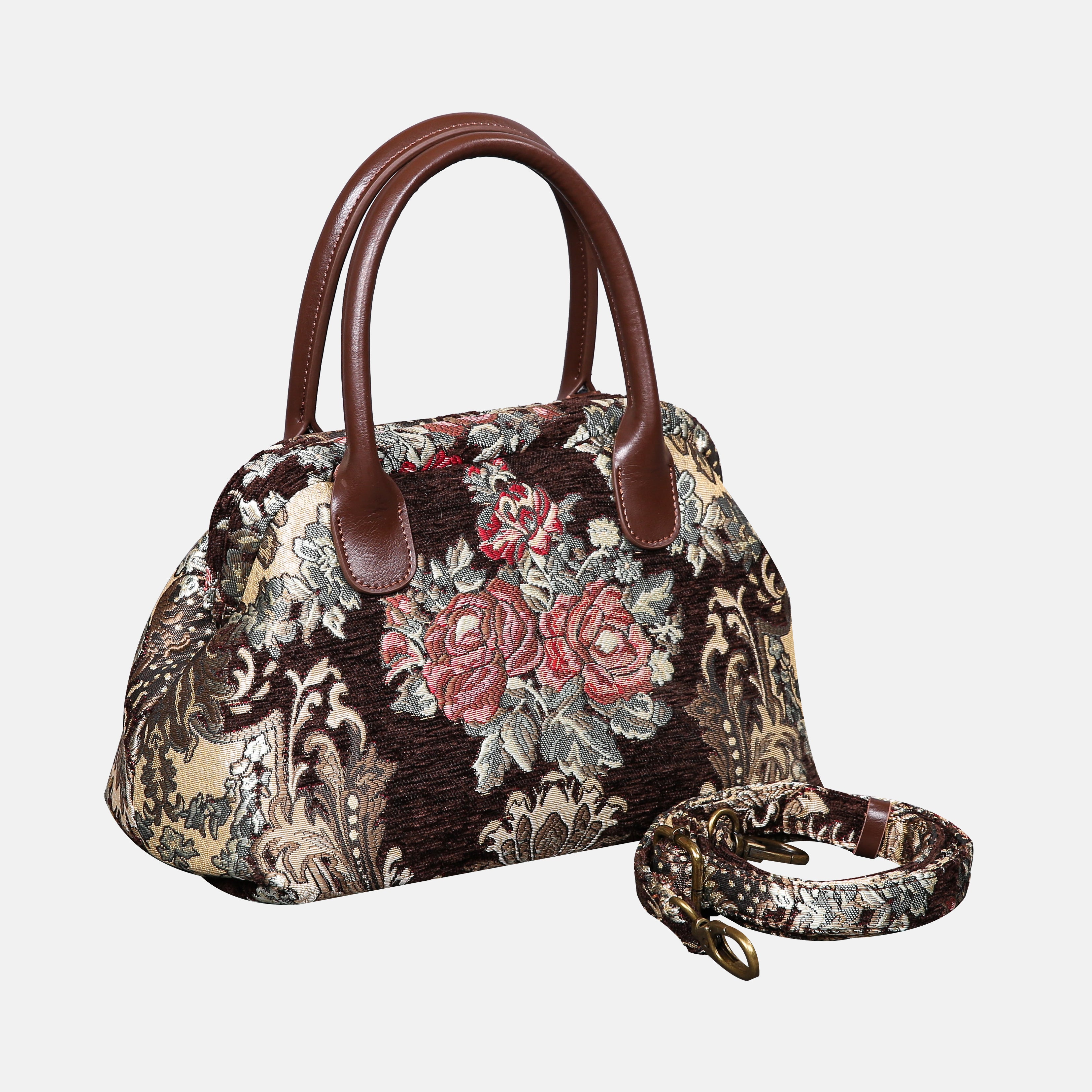 Brocade Brown Carpet Satchel carpet bag MCW Handmade-1