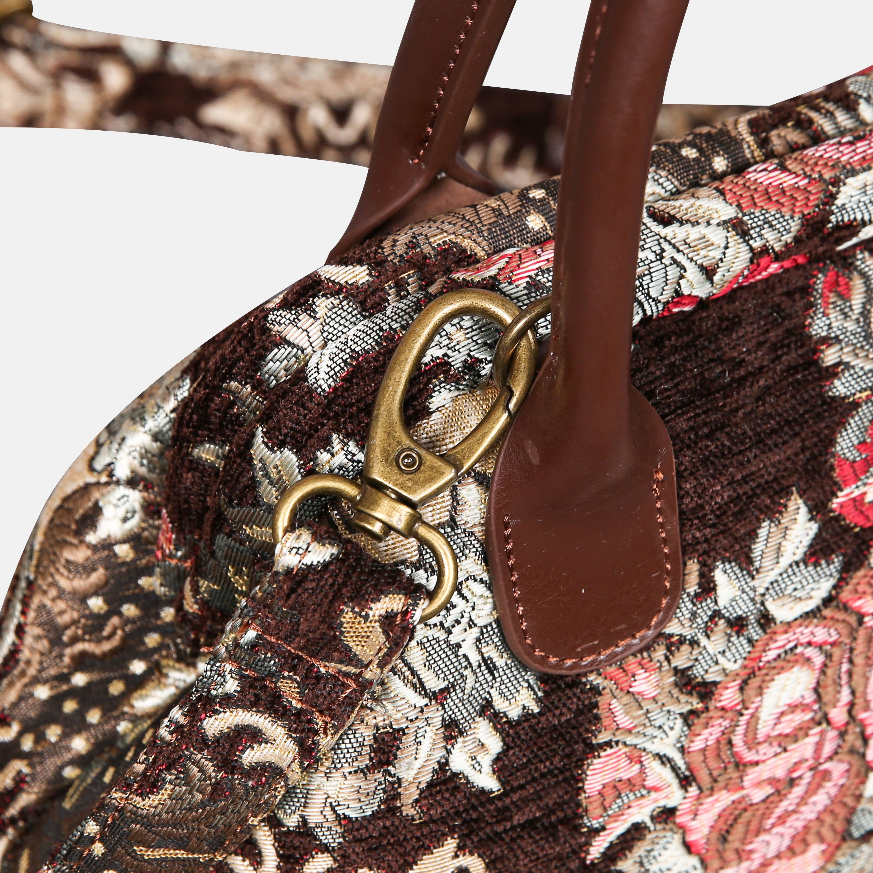 Brocade Brown Carpet Satchel carpet bag MCW Handmade-3