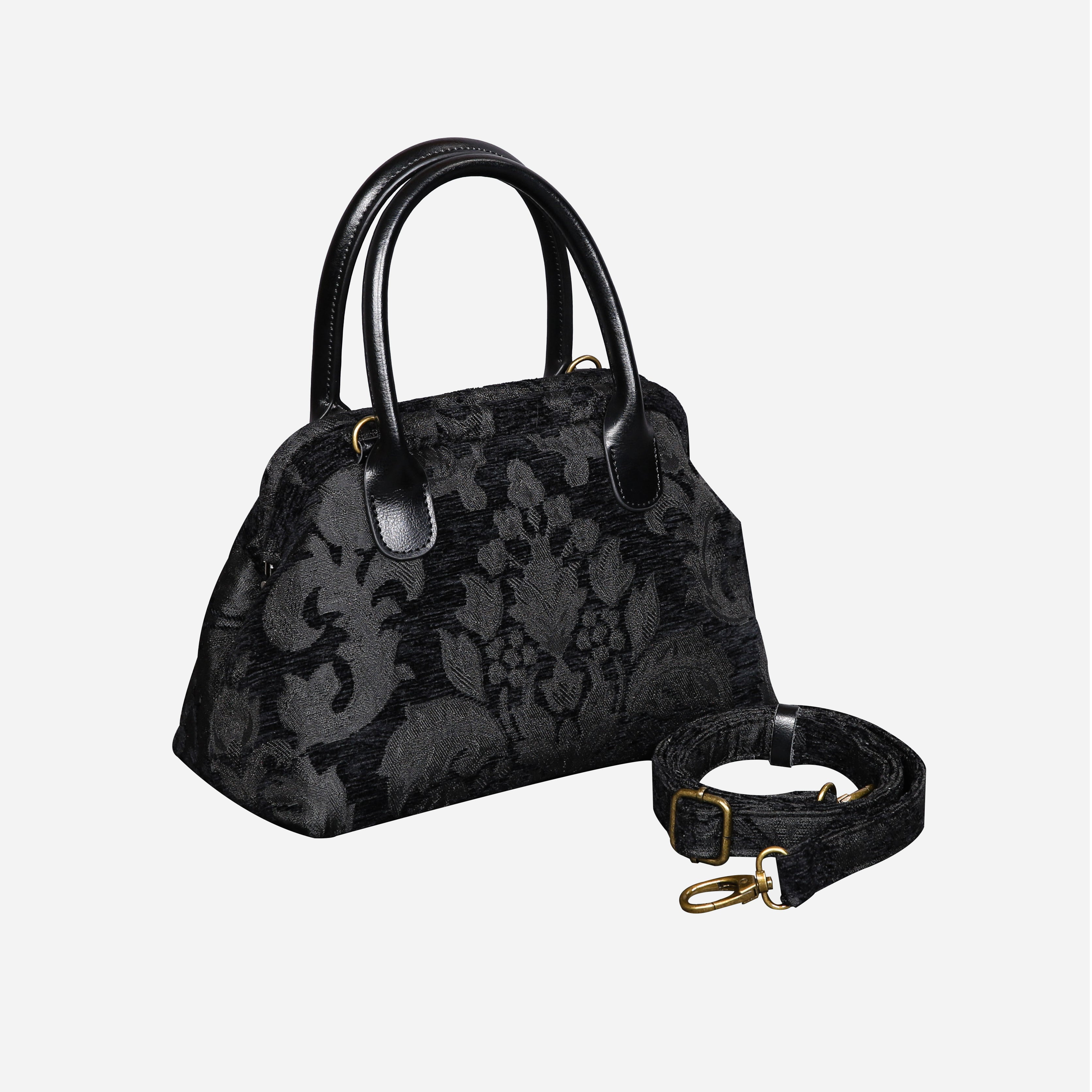 Victorian Blossom BLK/BLK Carpet Satchel carpet bag MCW Handmade