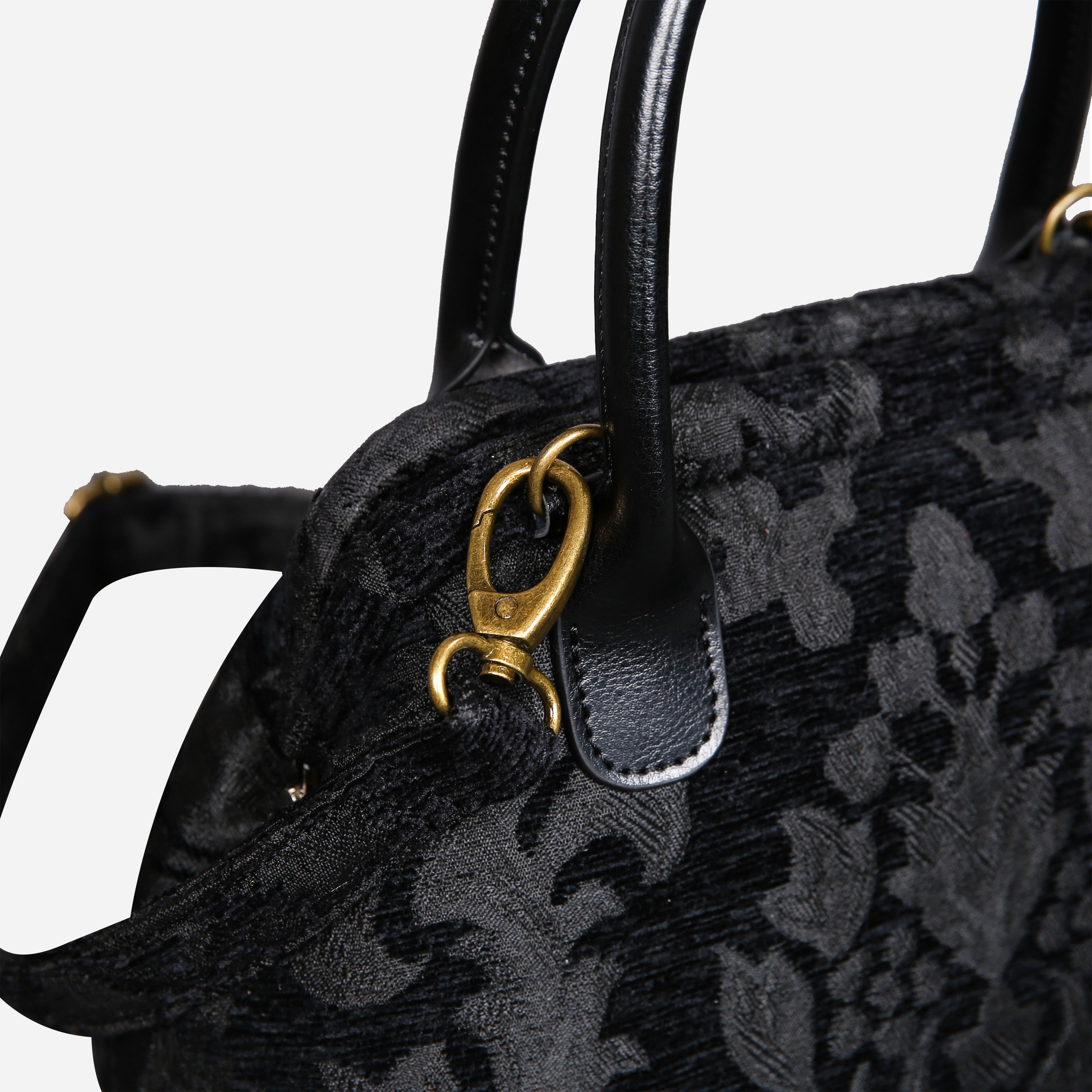 Victorian Blossom BLK/BLK Carpet Satchel carpet bag MCW Handmade