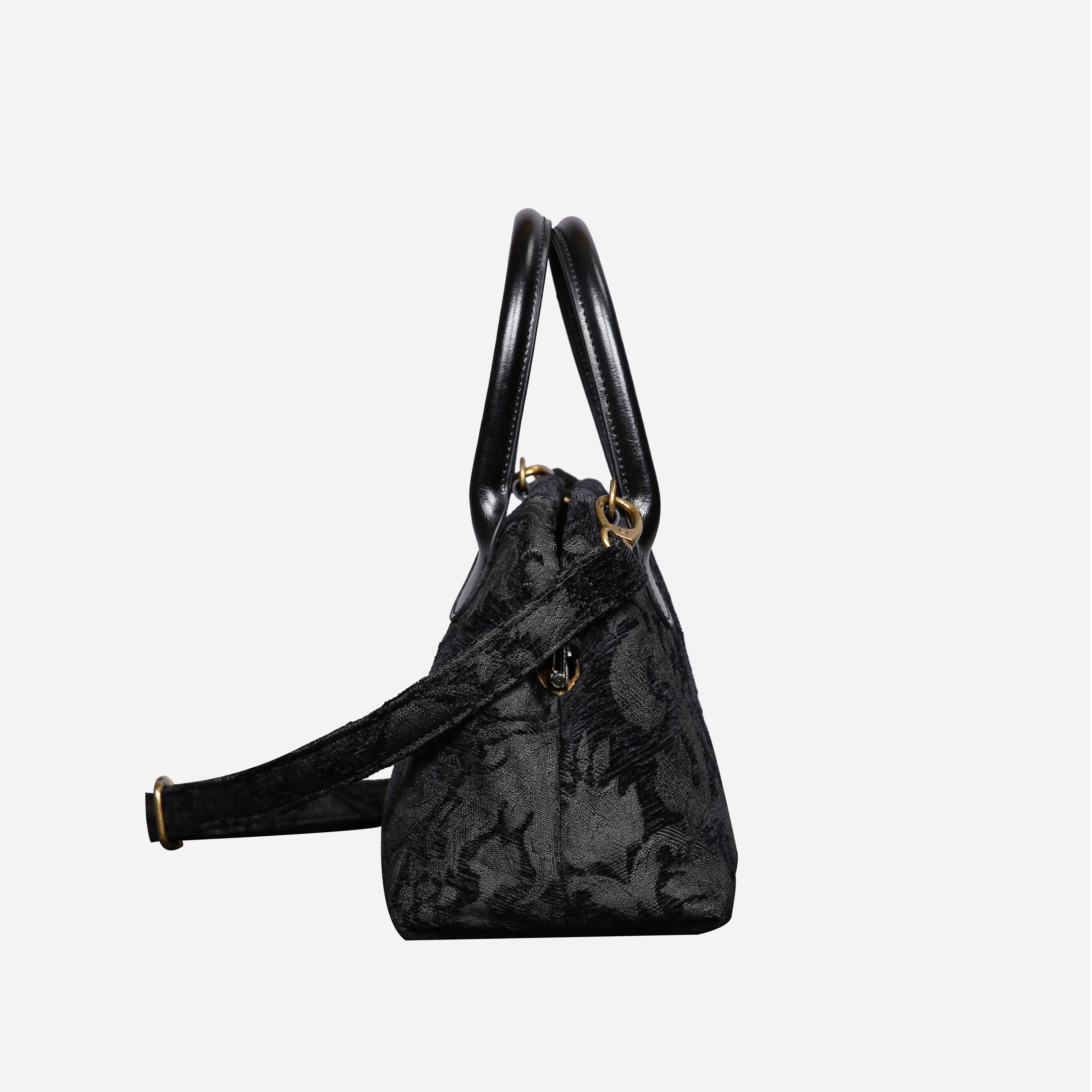 Victorian Blossom BLK/BLK Carpet Satchel carpet bag MCW Handmade