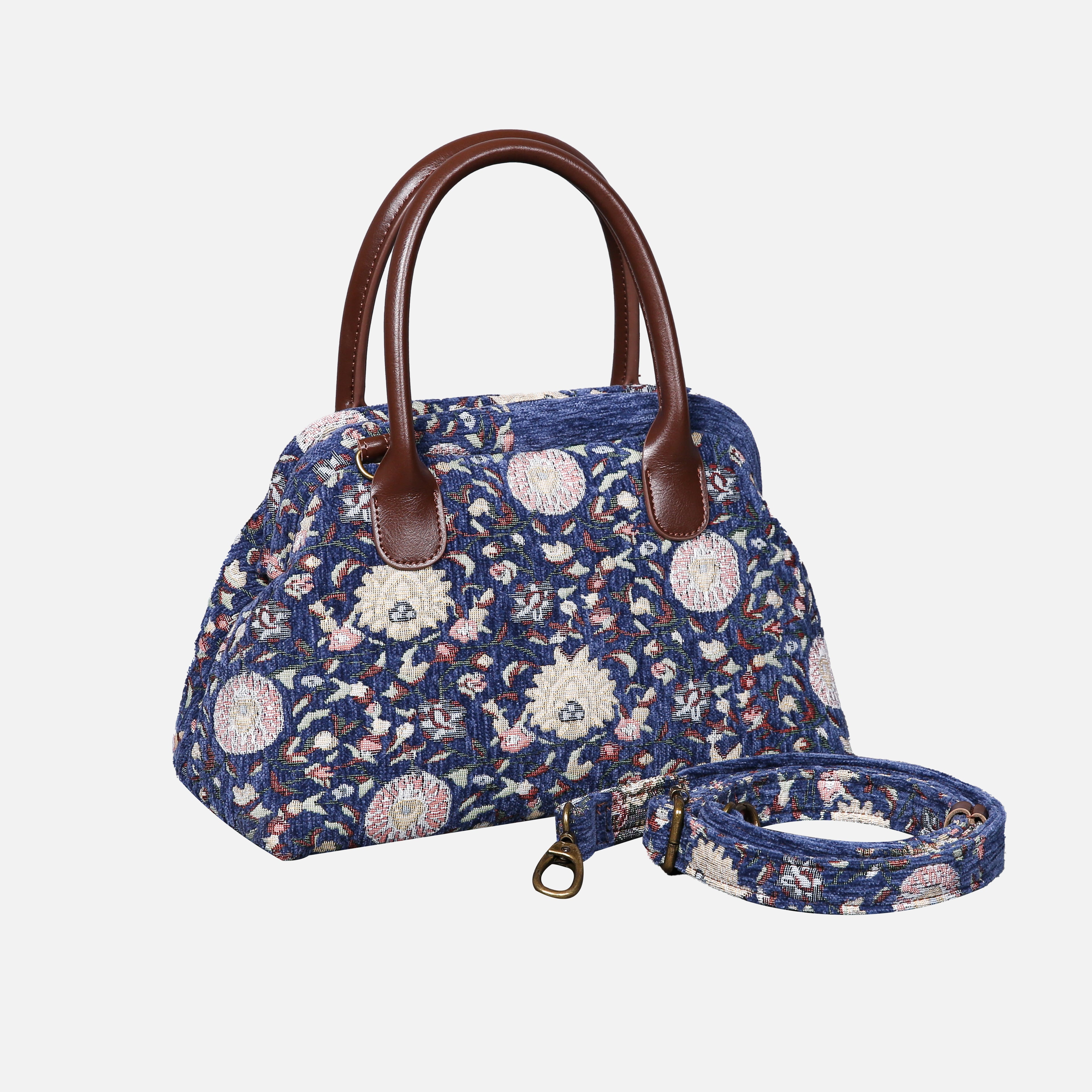 Oriental Floral Carpet Satchel carpet bag MCW Handmade Blue