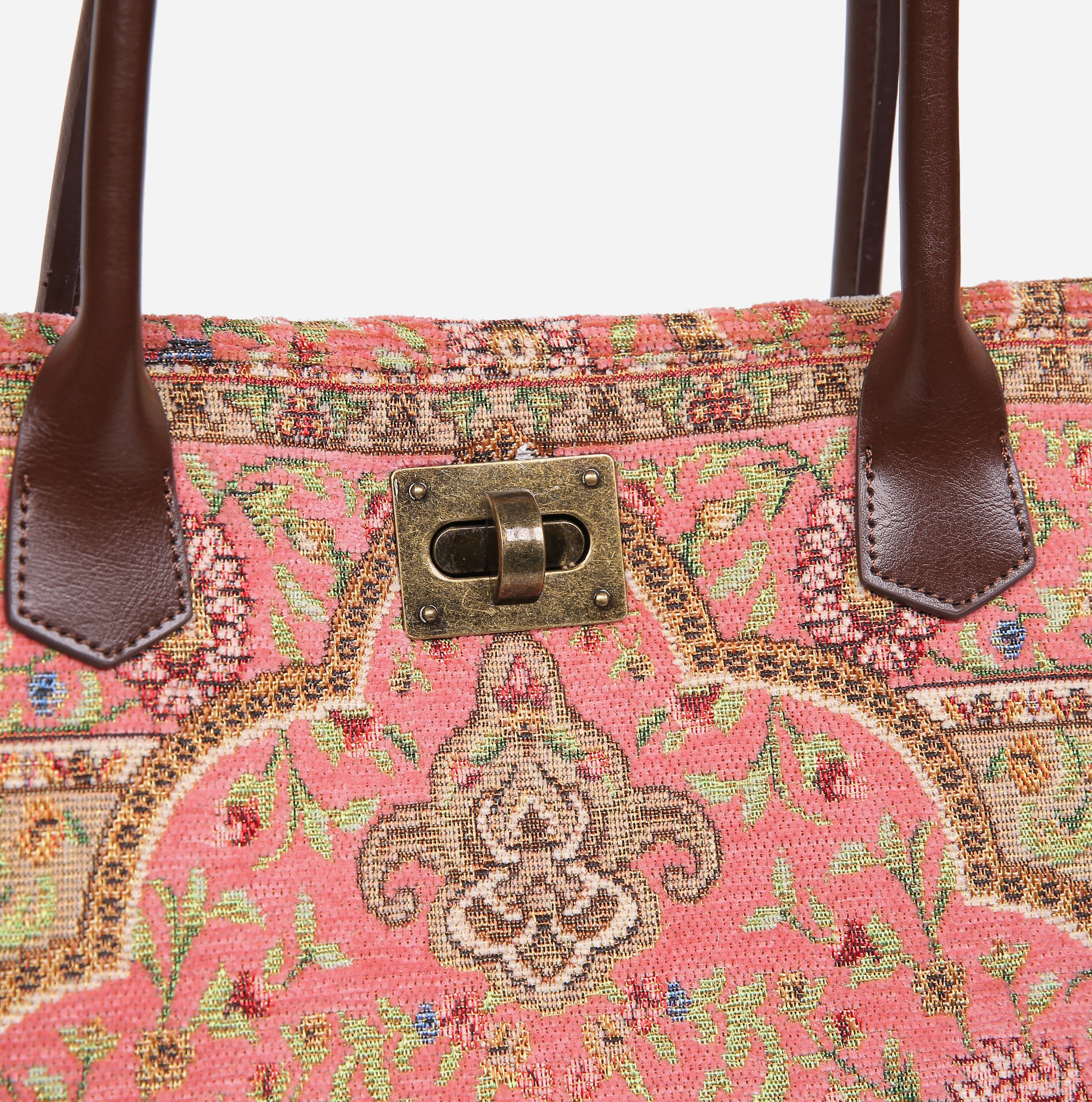 Oriental Pink Carpet Tote Shopper carpet bag MCW Handmade of America closure