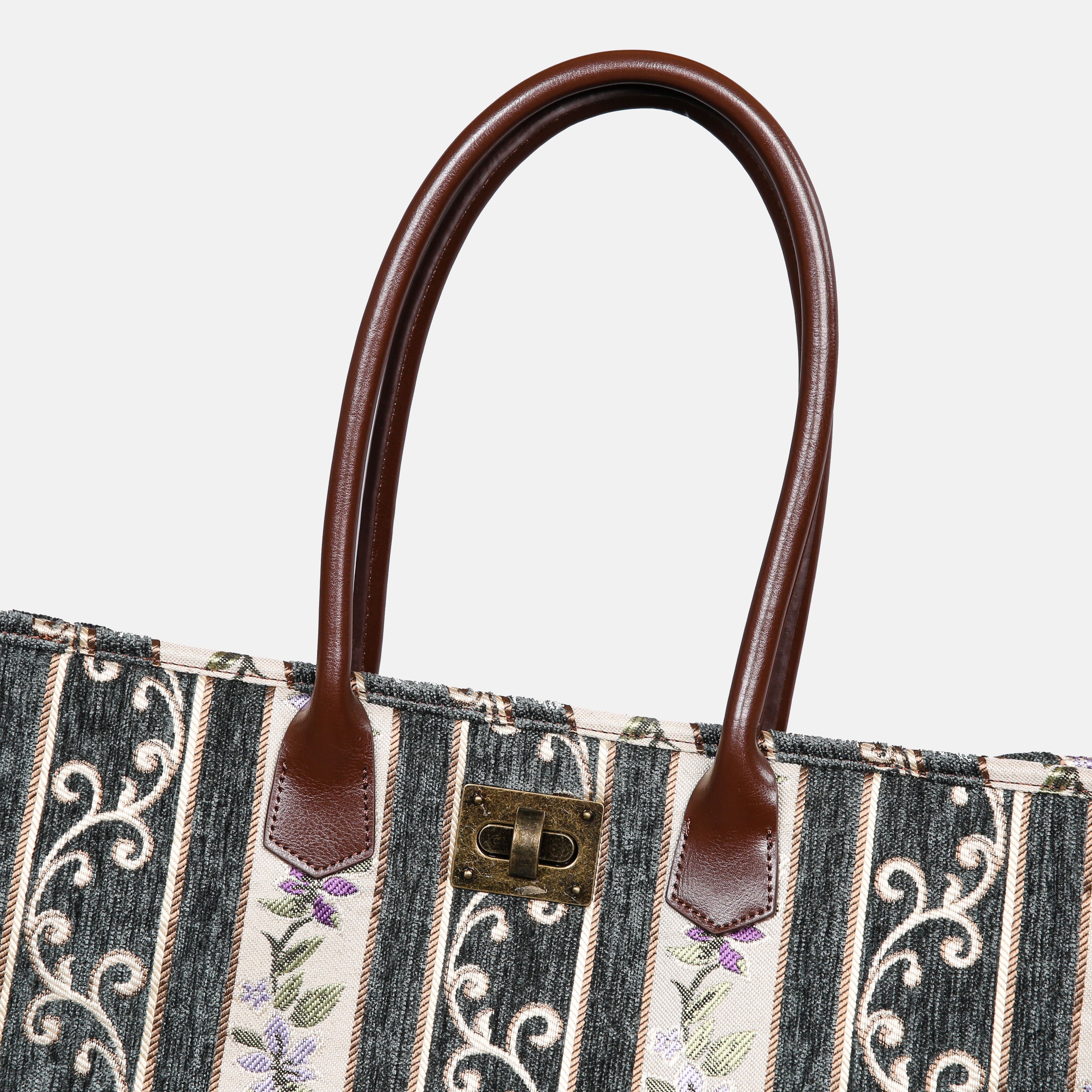 Victorian Strips Grass Carpet Tote Shopper carpet bag MCW Handmade-2