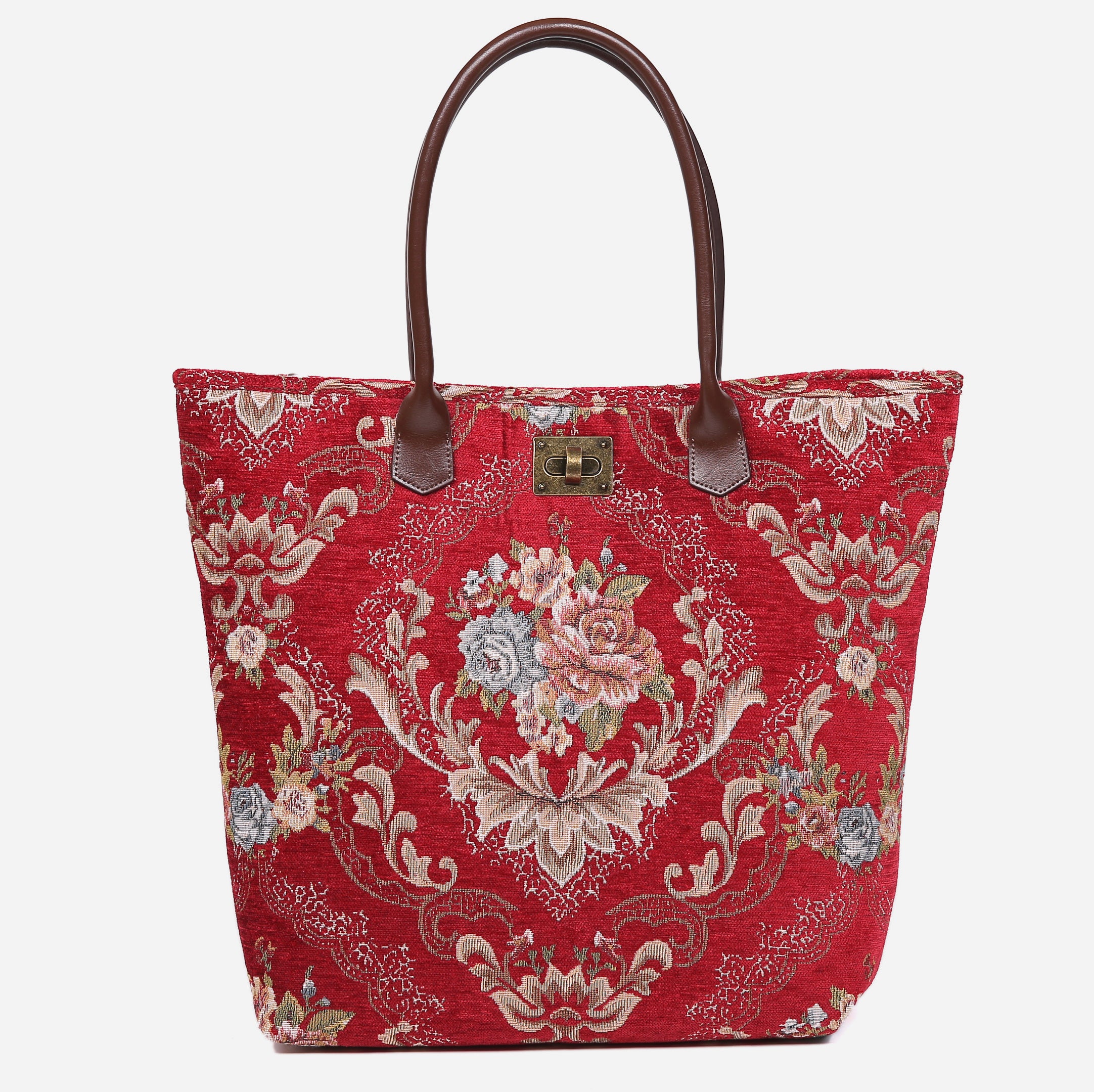Floral Wine Carpet Tote Shopper carpet bag MCW Handmade