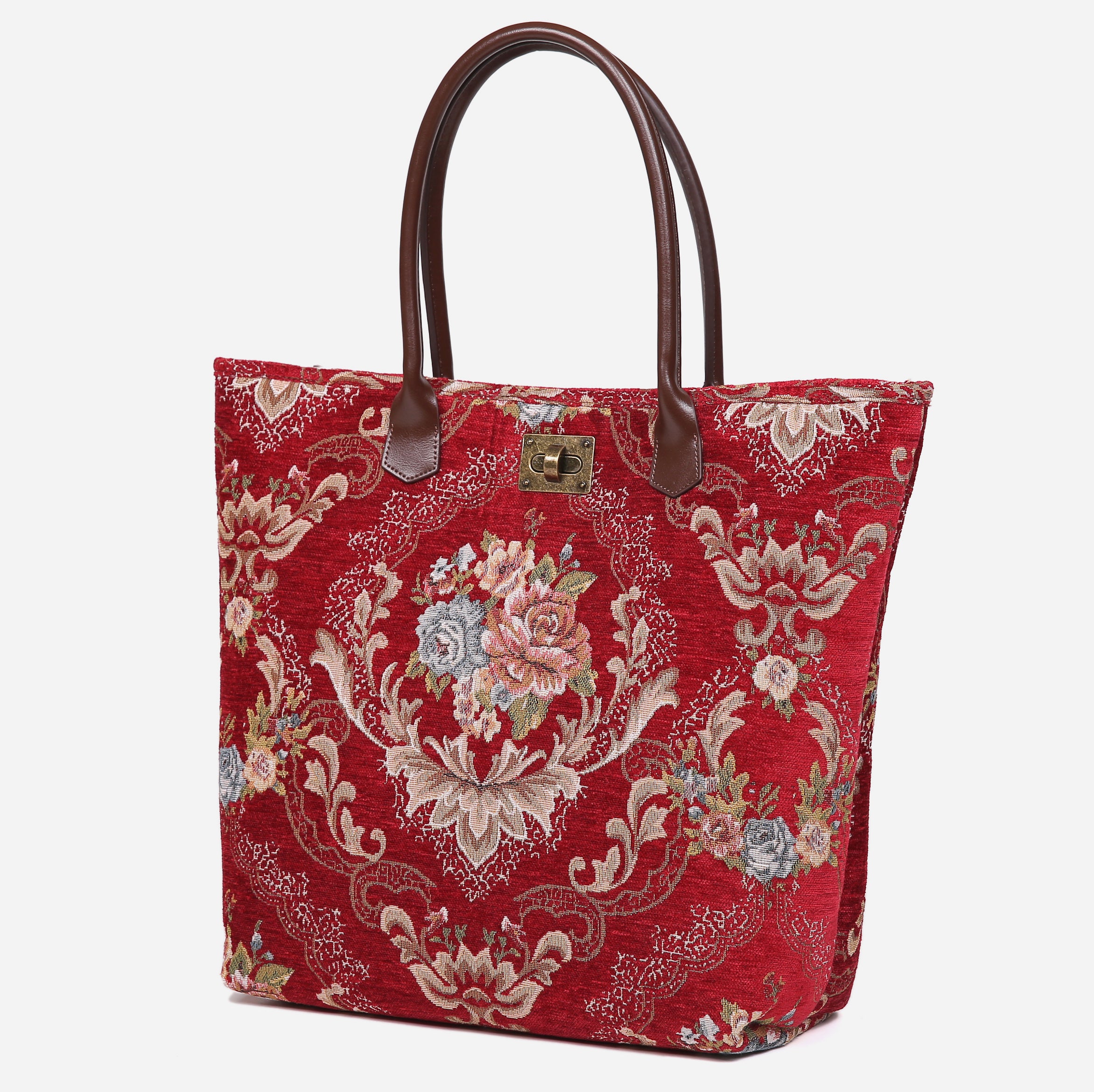 Floral Wine Carpet Tote Shopper carpet bag MCW Handmade-2