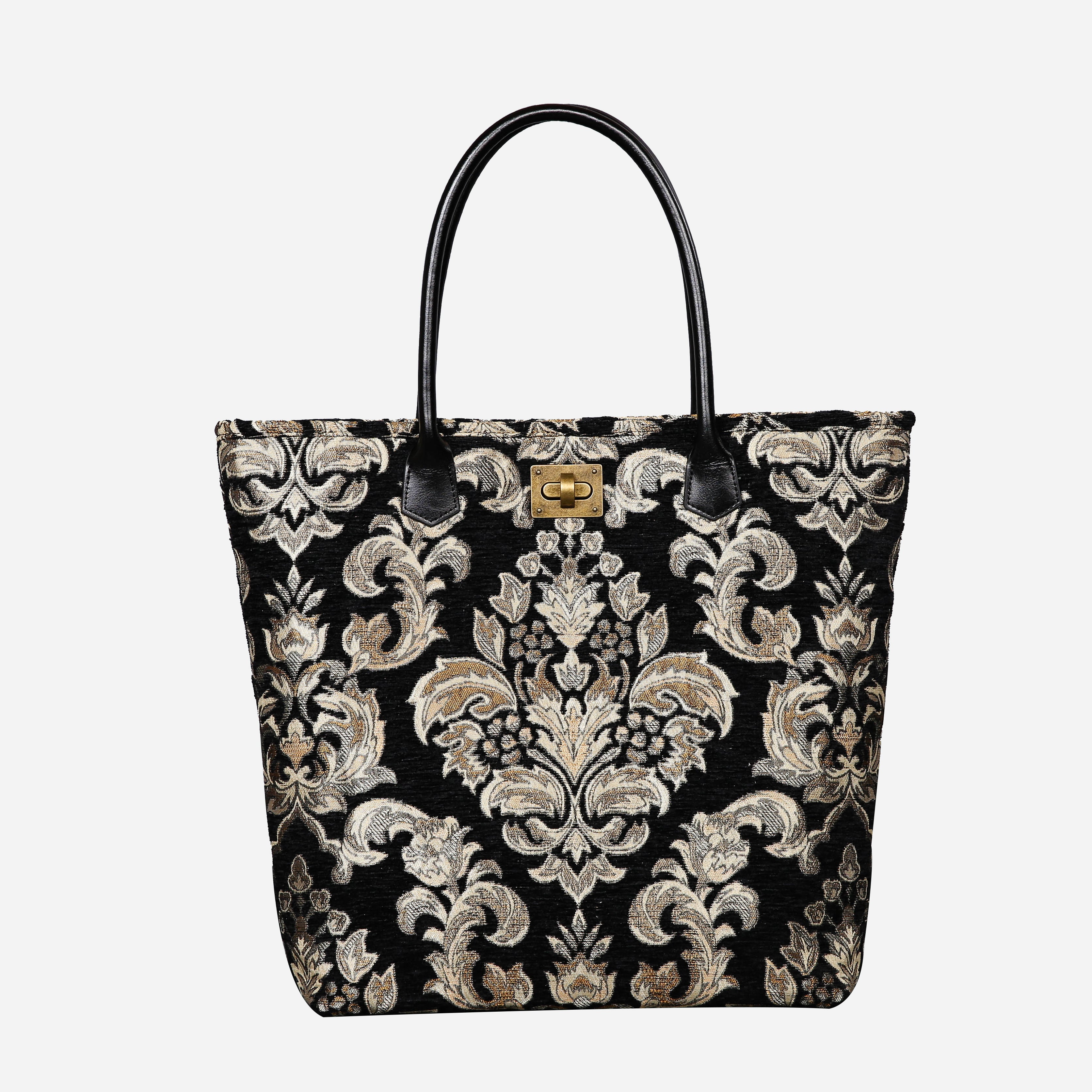 Victorian Blossom BLK-GOLD Carpet Tote Shopper carpet bag MCW Handmade