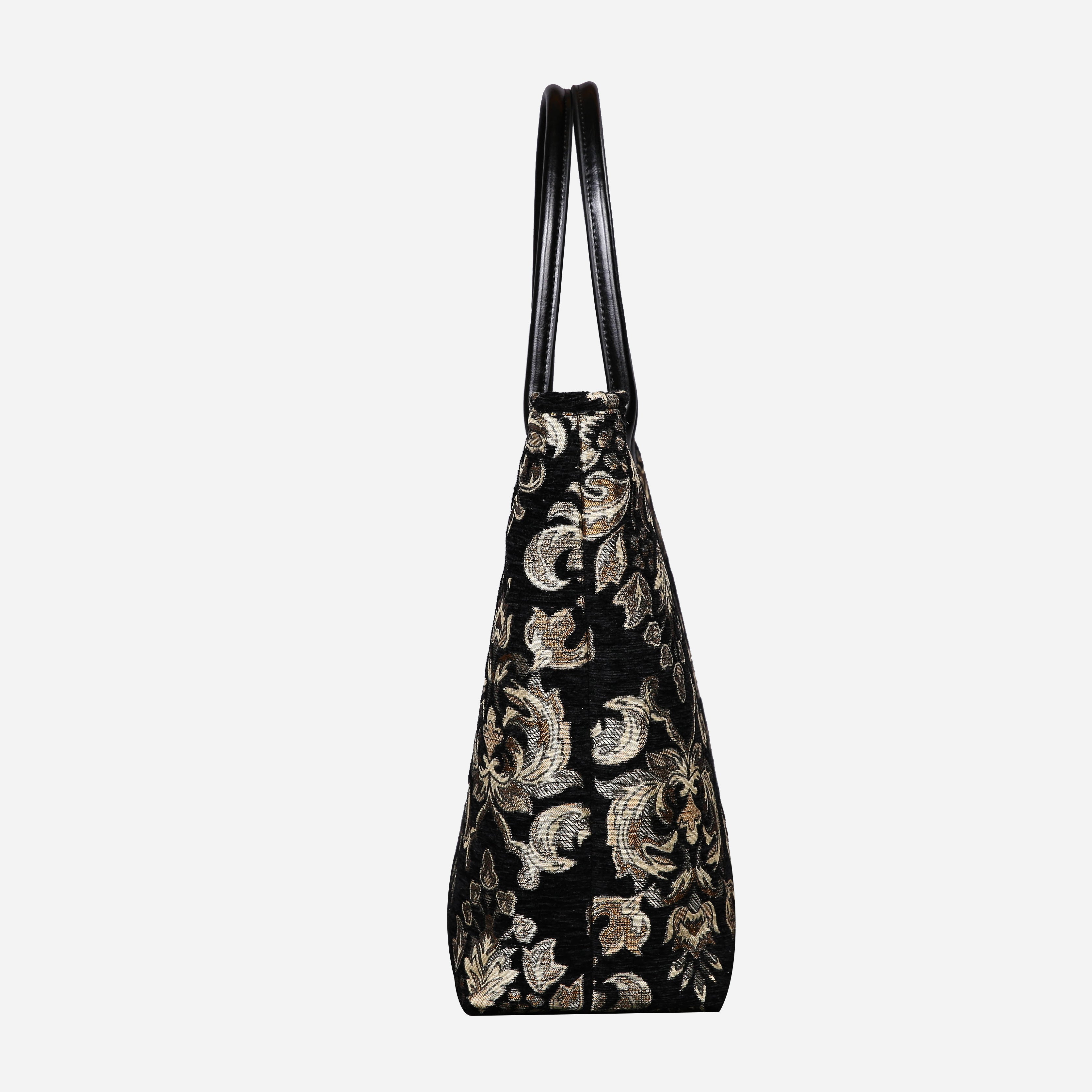 Victorian Blossom BLK-GOLD Carpet Tote Shopper carpet bag MCW Handmade-2