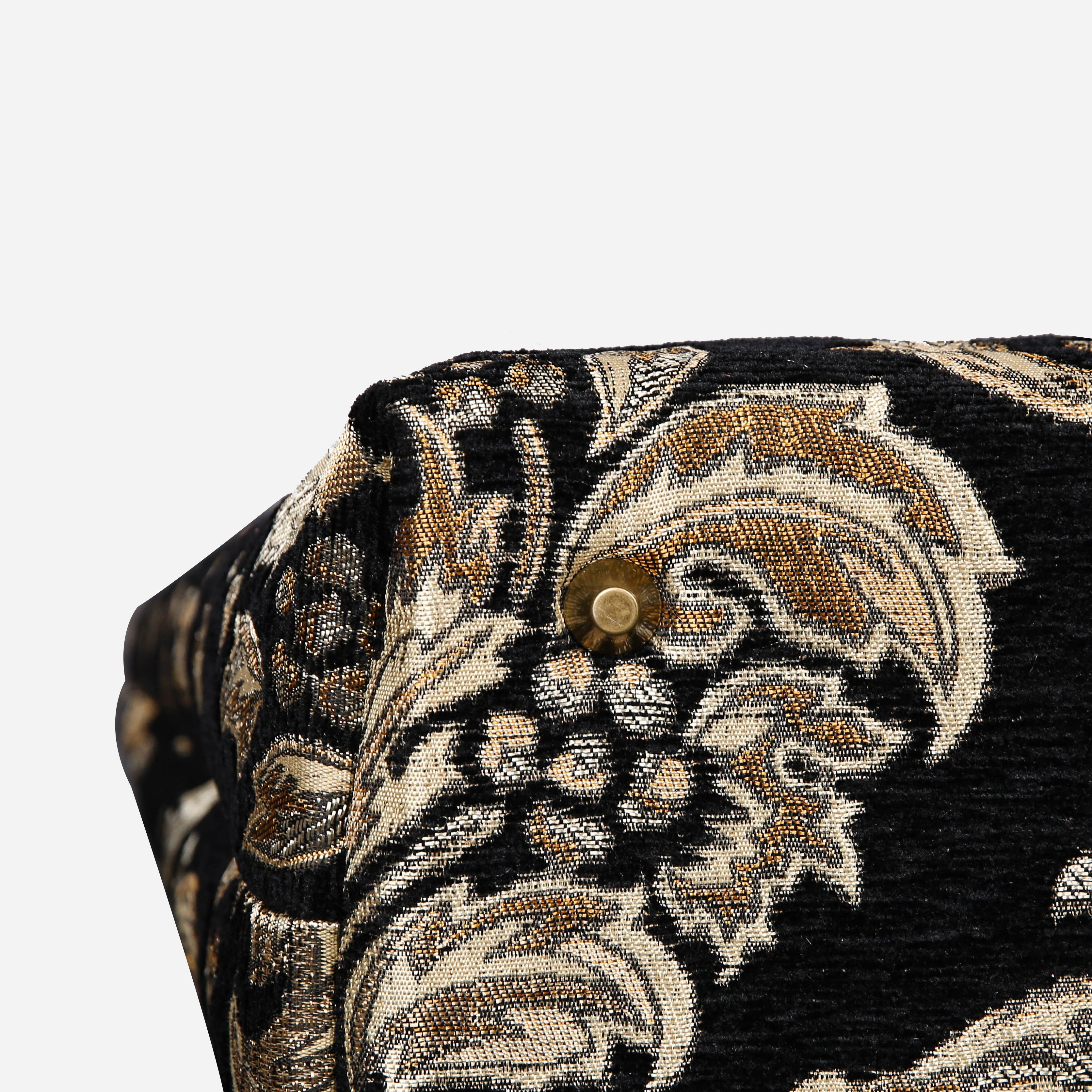 Victorian Blossom BLK-GOLD Carpet Tote Shopper carpet bag MCW Handmade-5