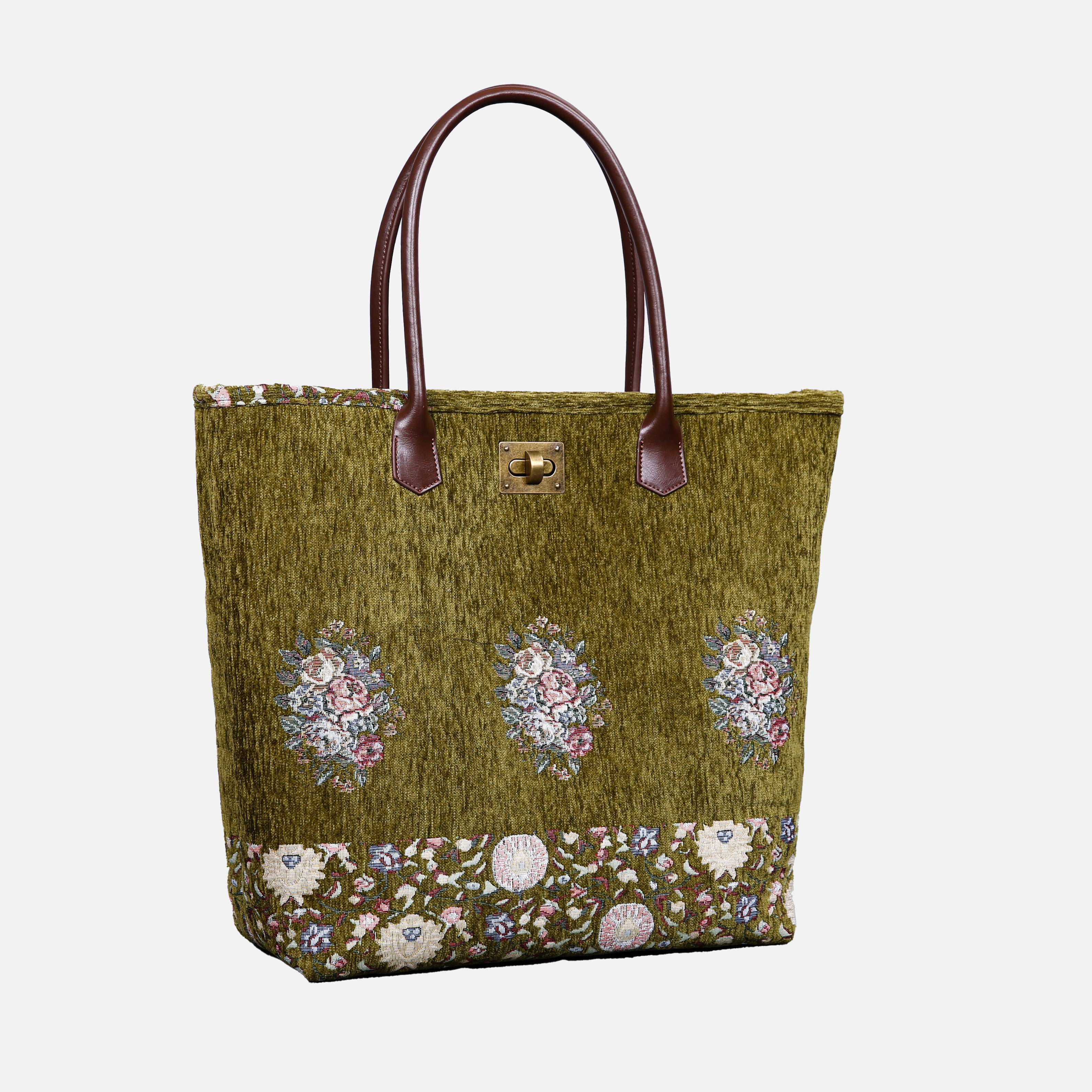 Rose Bouquet Carpet Tote Shopper carpet bag MCW Handmade-3