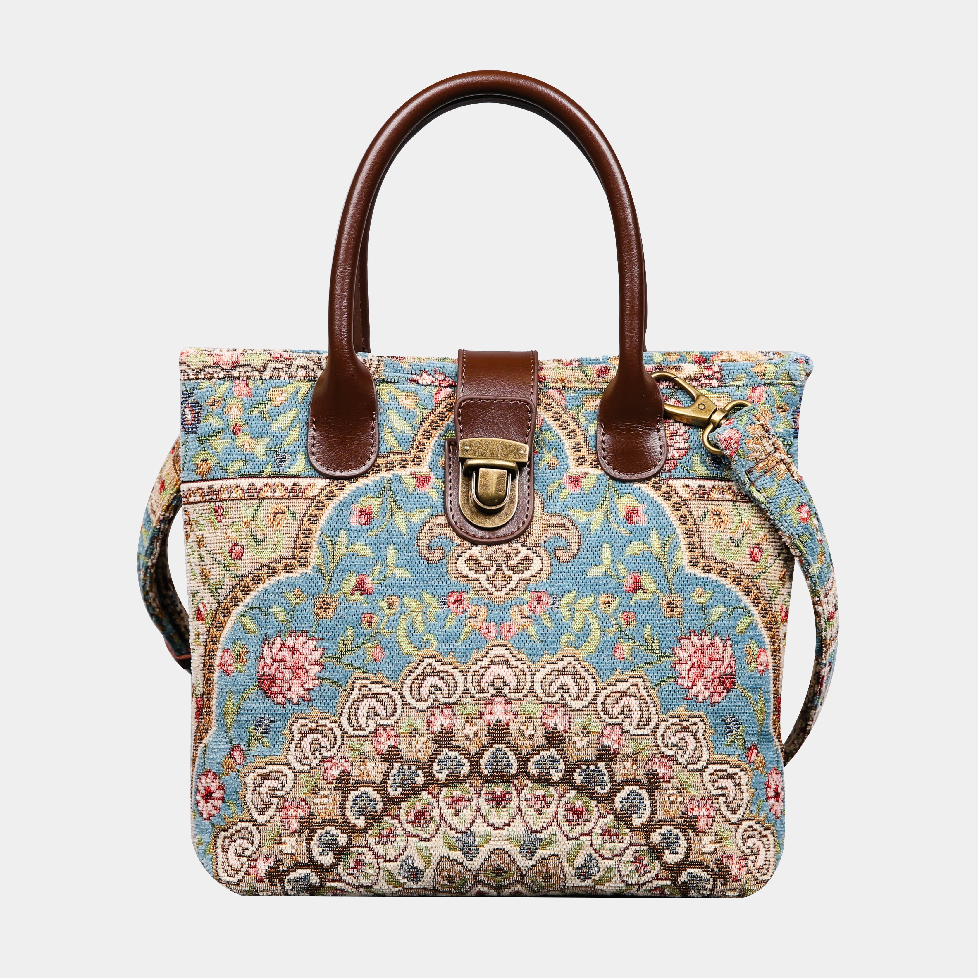 Oriental Blue Tuck Lock Carpet Satchel carpet bag MCW Handmade