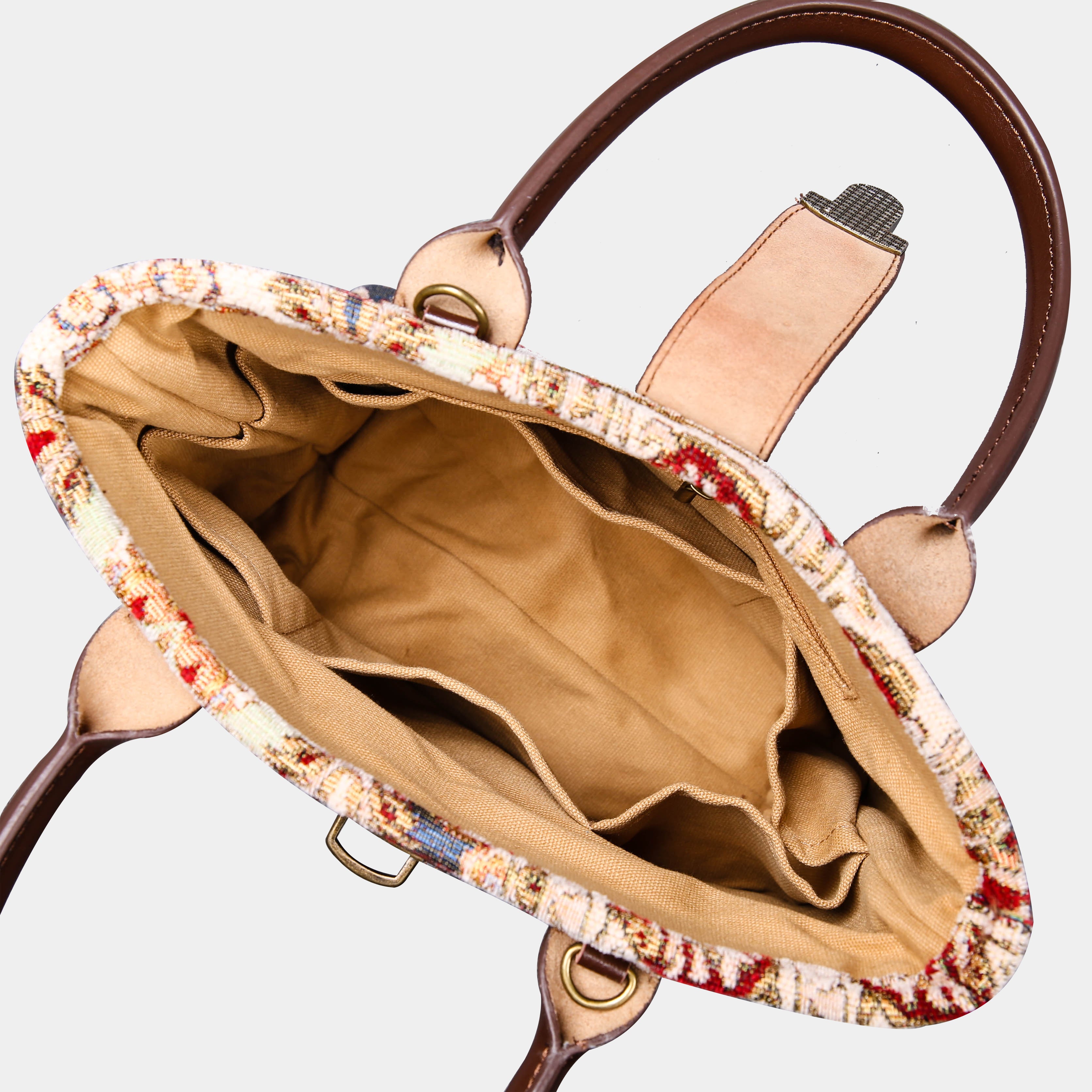 Golden Age Wine Tuck Lock Carpet Satchel carpet bag MCW Handmade-5