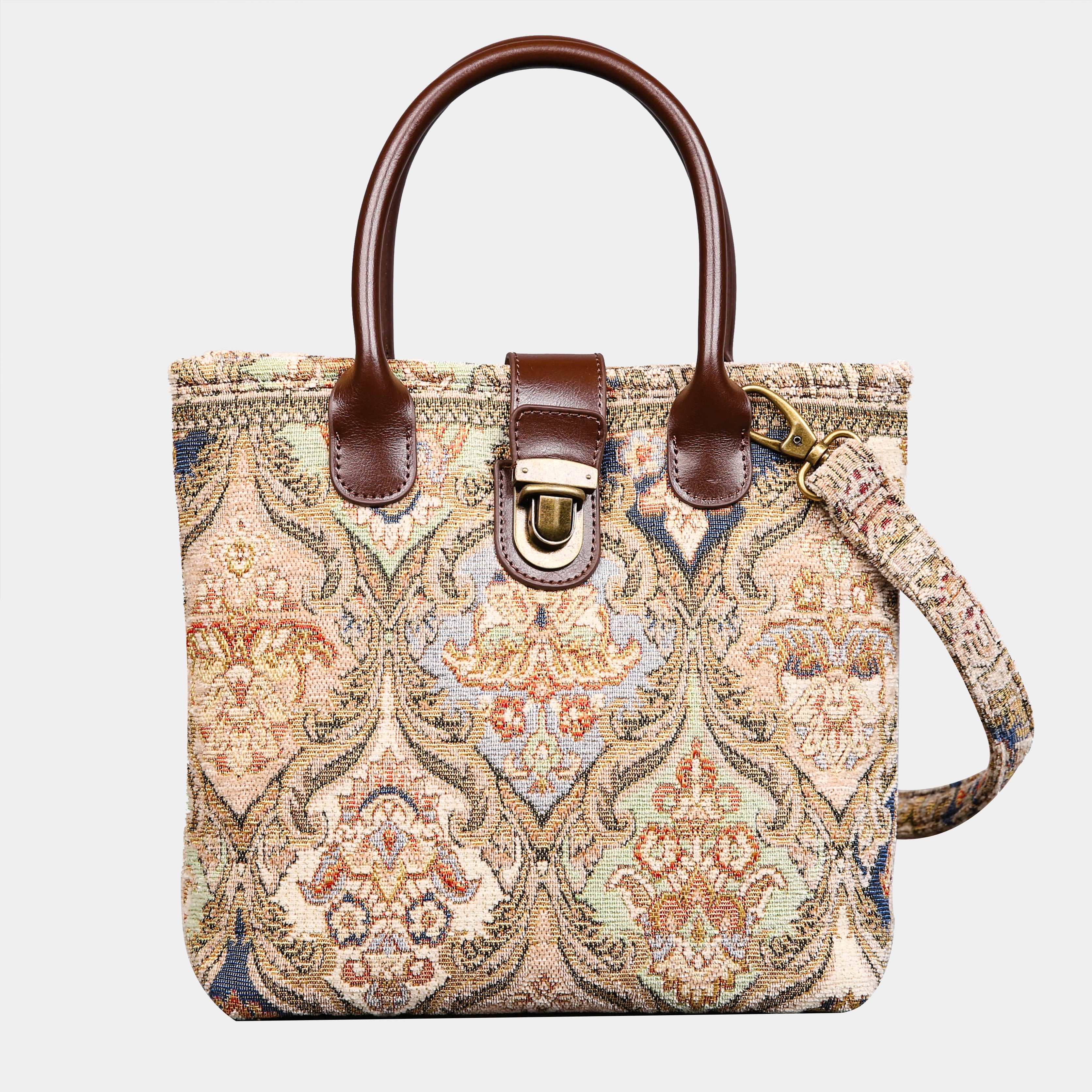 Golden Age Beige Tuck Lock Carpet Satchel carpet bag MCW Handmade