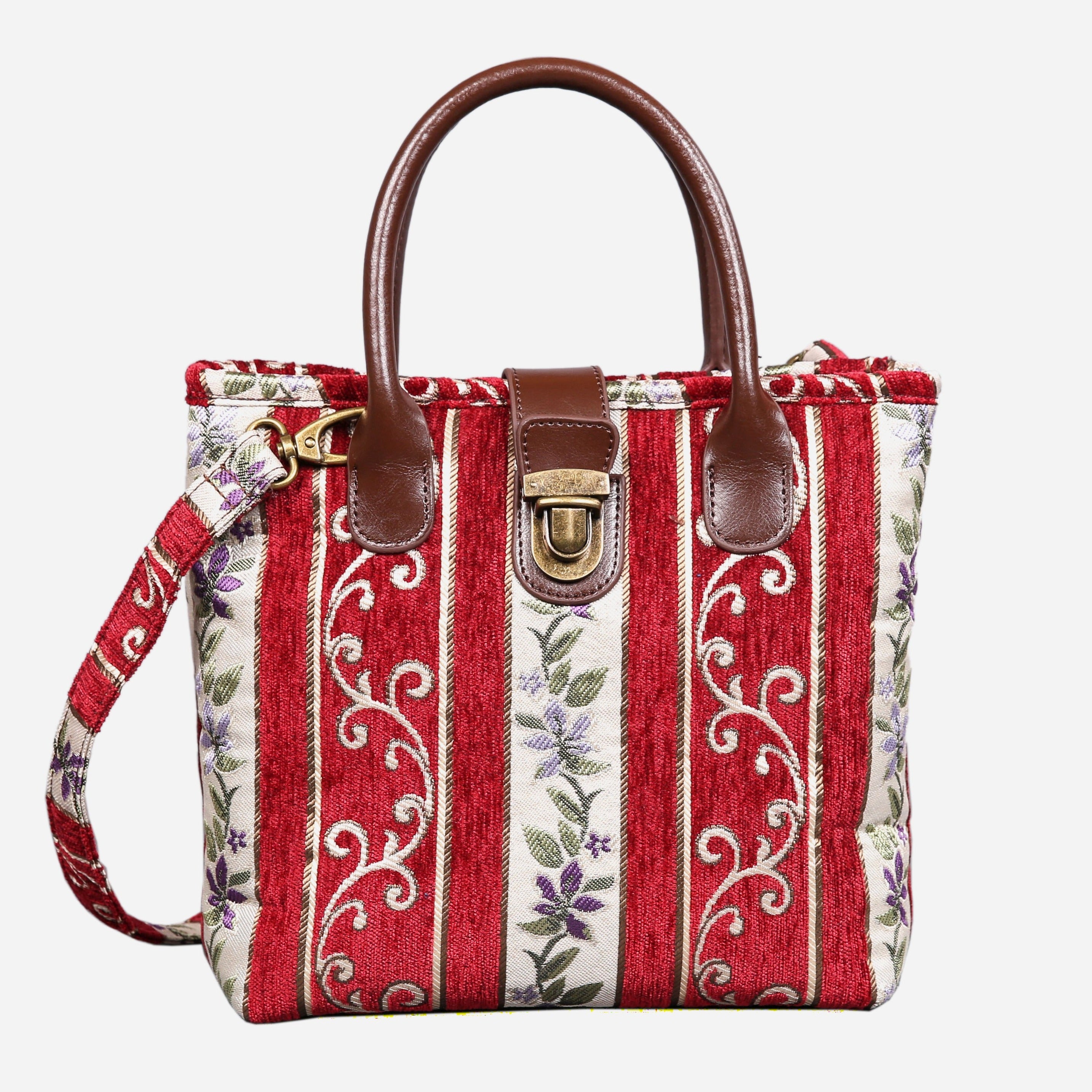Strips Red Tuck Lock Carpet Satchel carpet bag MCW Handmade