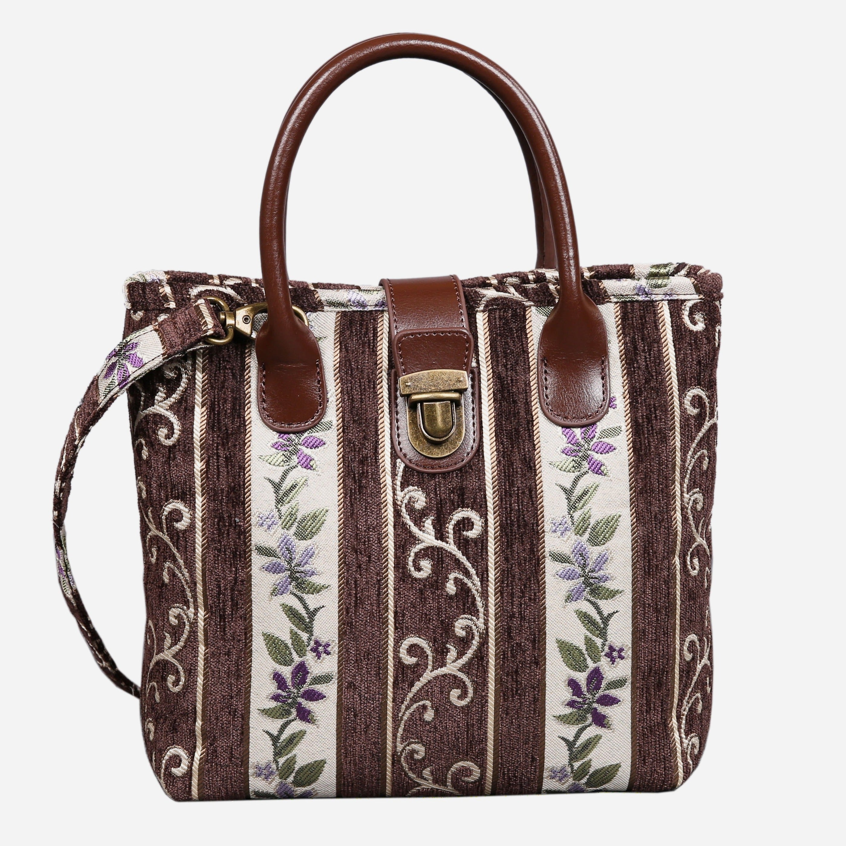 Strips Coffee Tuck Lock Carpet Satchel carpet bag MCW Handmade