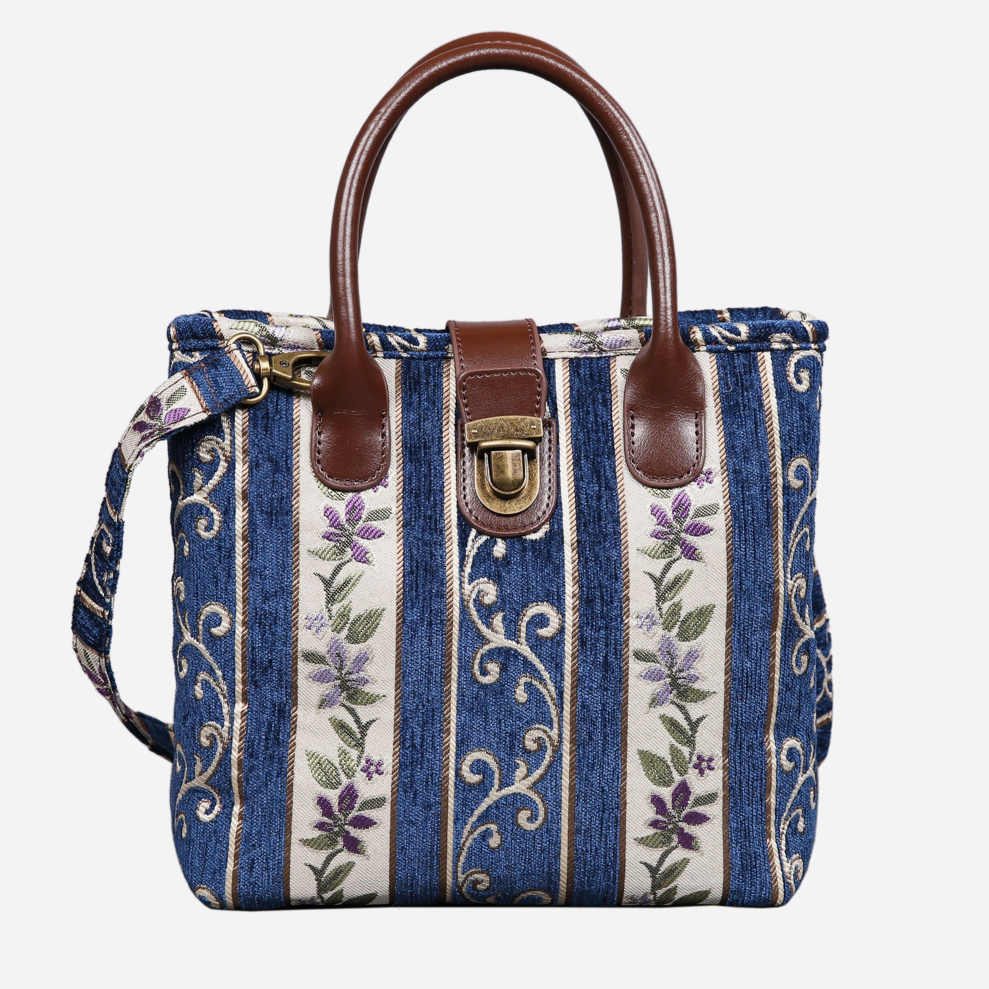 Strips Blue Tuck Lock Carpet Satchel carpet bag MCW Handmade