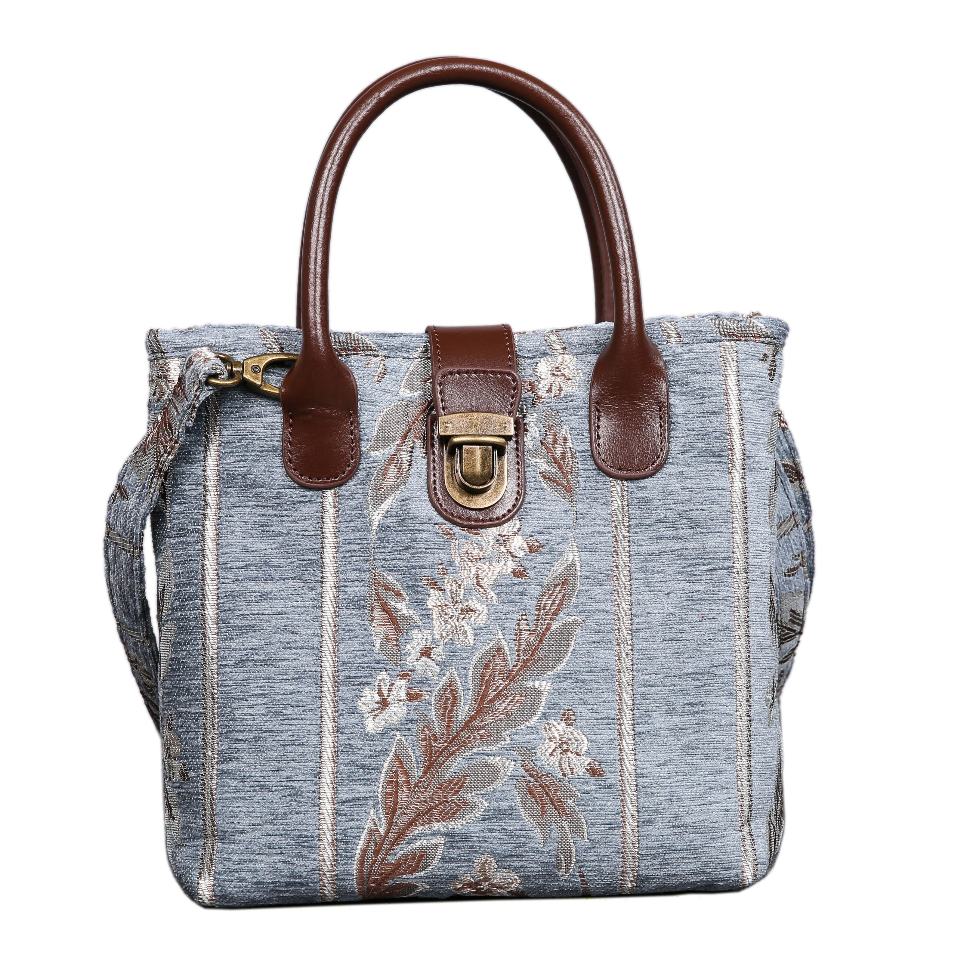 Strips Blue Tuck Lock Carpet Satchel carpet bag MCW Handmade
