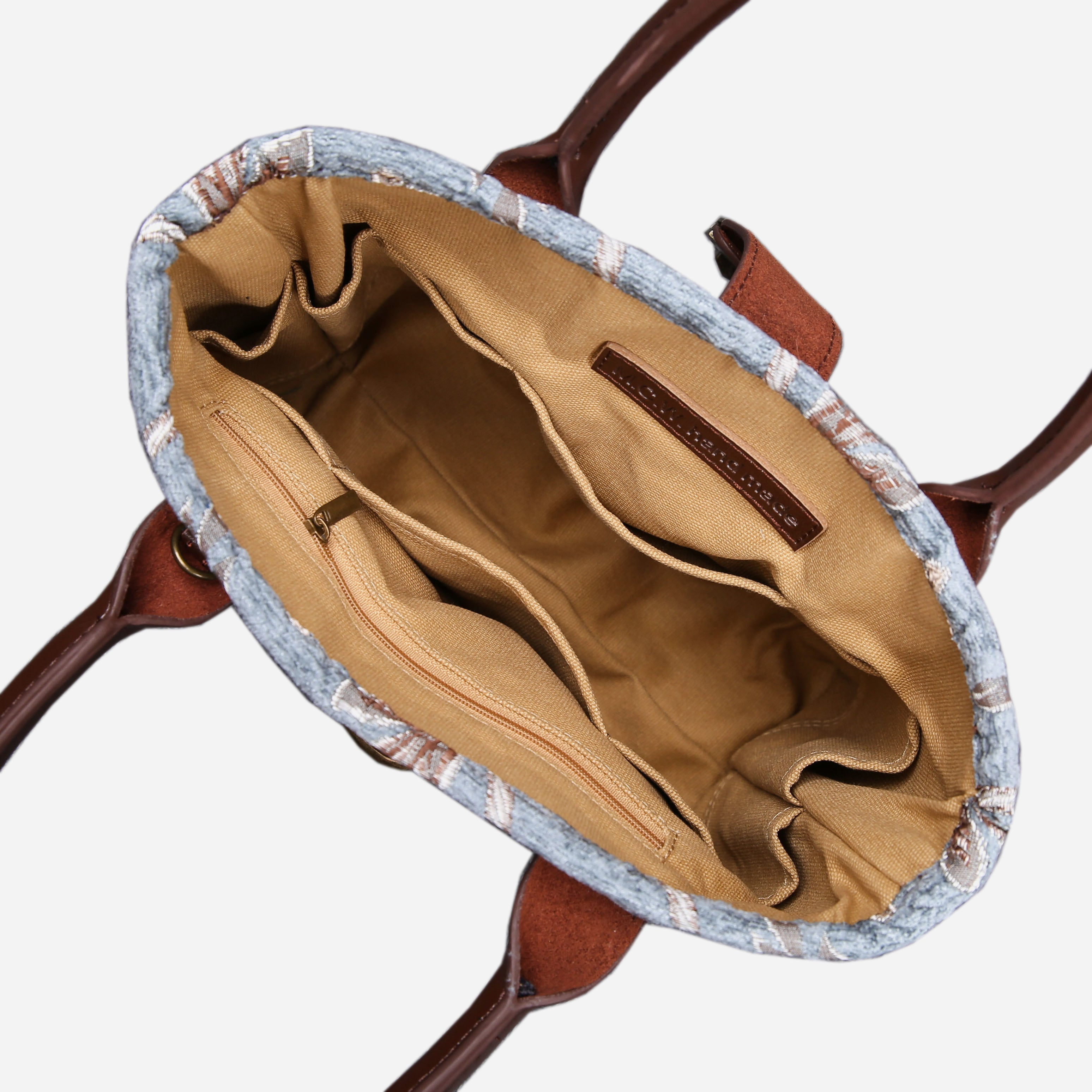 Strips Blue Tuck Lock Carpet Satchel carpet bag MCW Handmade-5