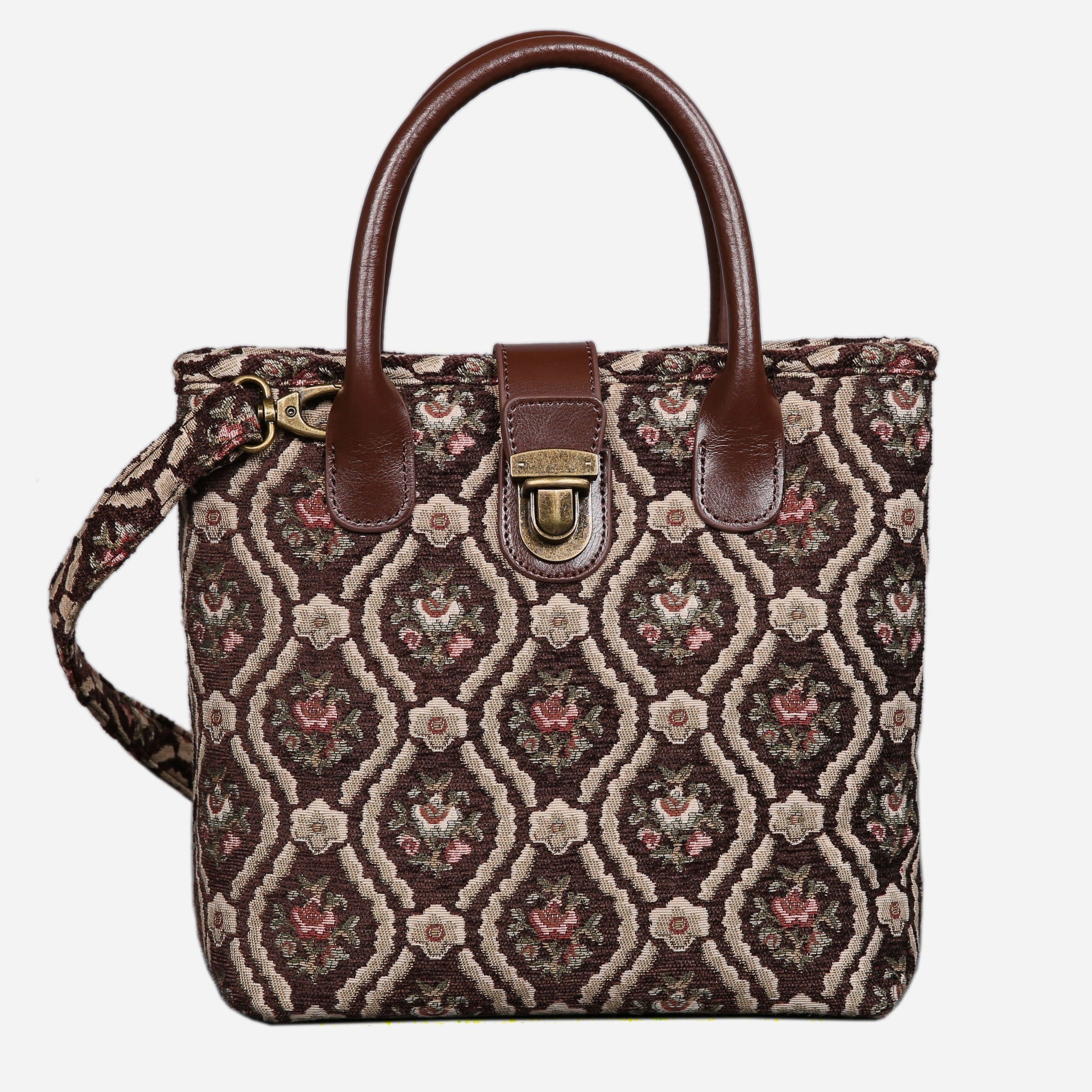 Traditional Coffee Tuck Lock Carpet Satchel carpet bag MCW Handmade
