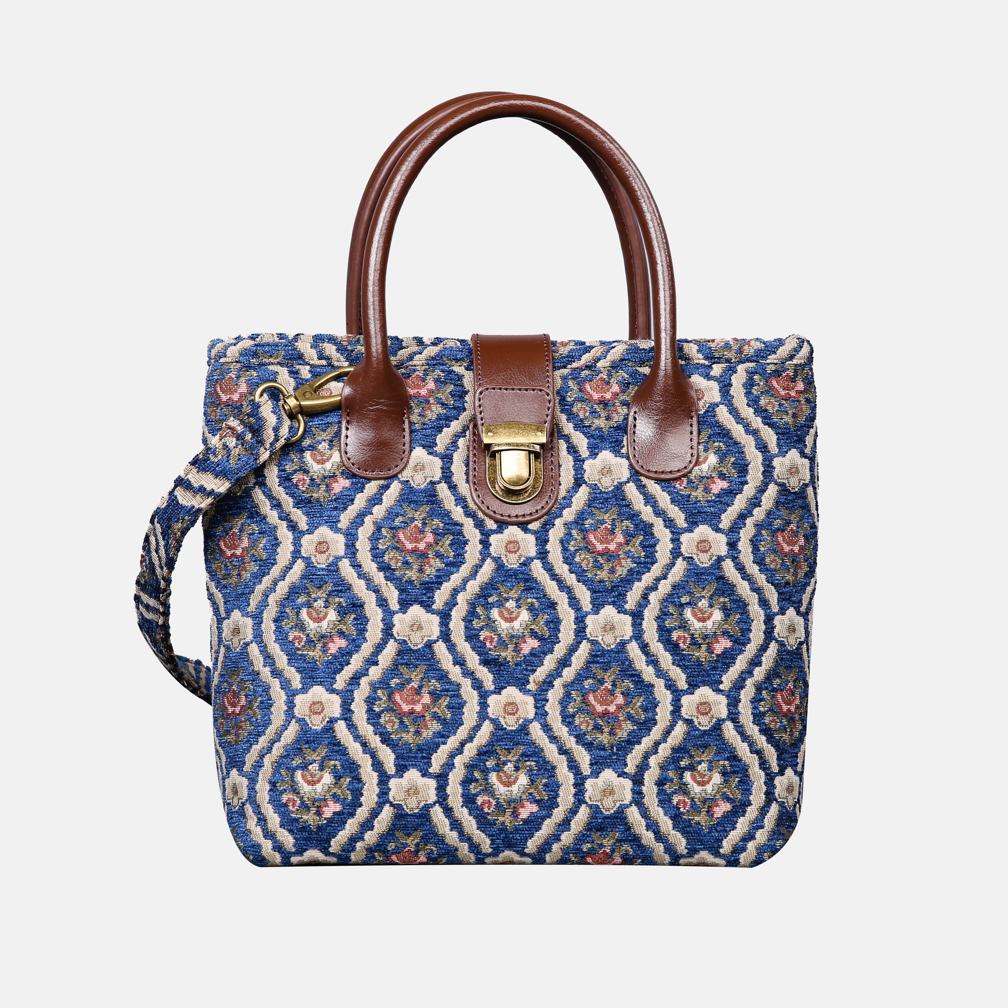 Traditional Blue Tuck Lock Carpet Satchel carpet bag MCW Handmade