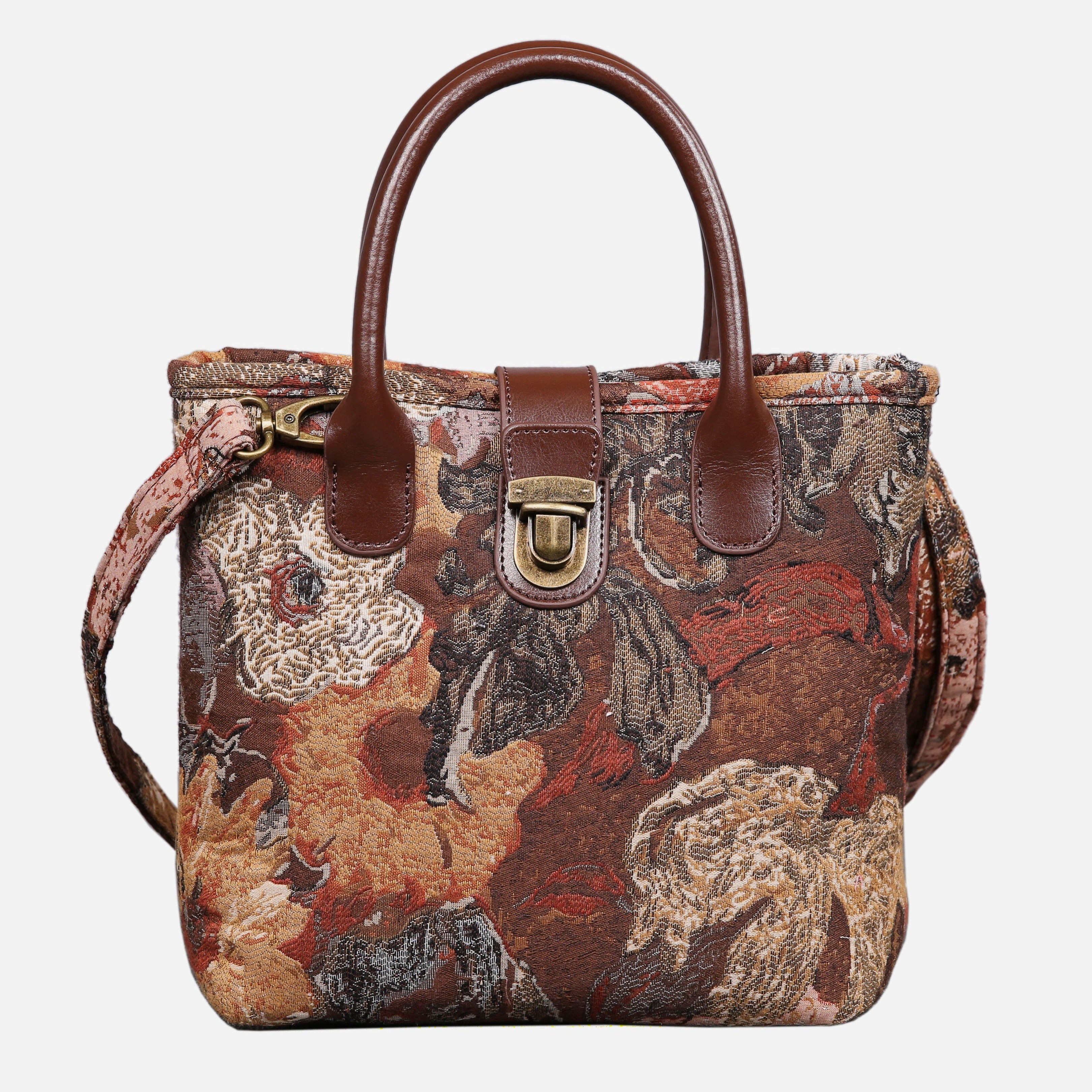Abstract Brown Tuck Lock Carpet Satchel carpet bag MCW Handmade