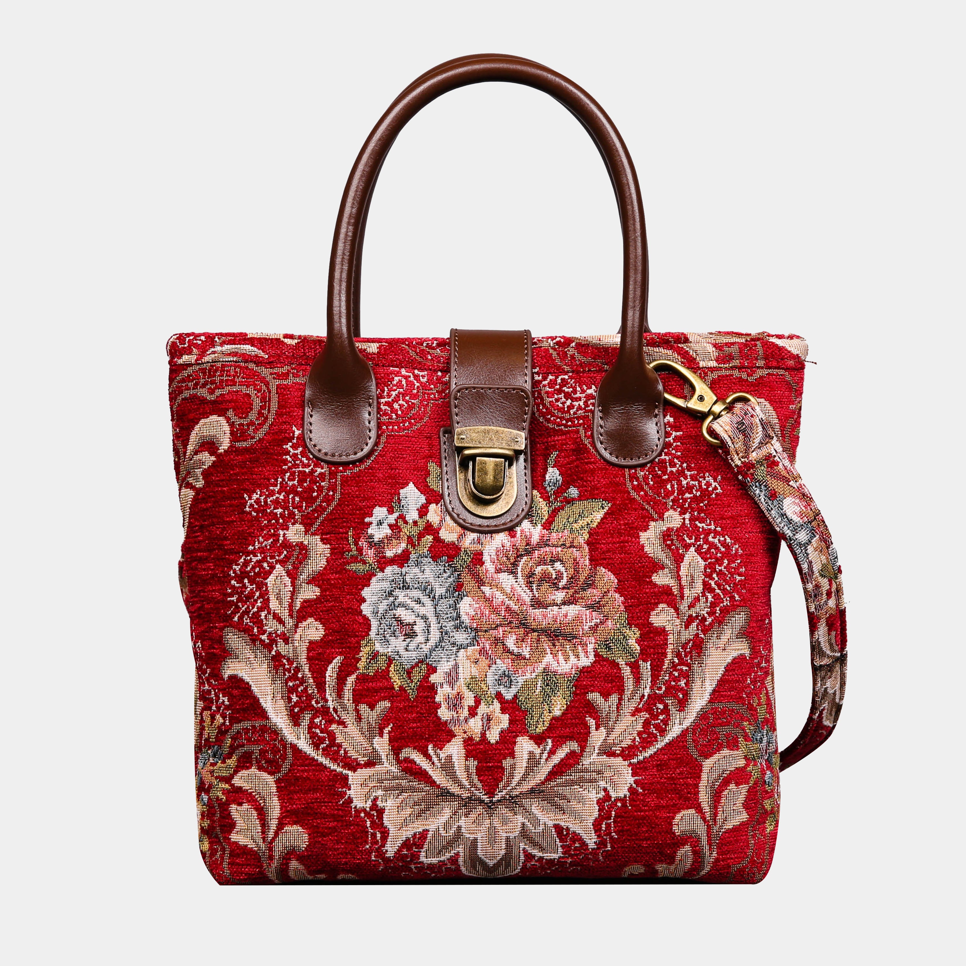 Floral Wine Tuck Lock Carpet Satchel carpet bag MCW Handmade