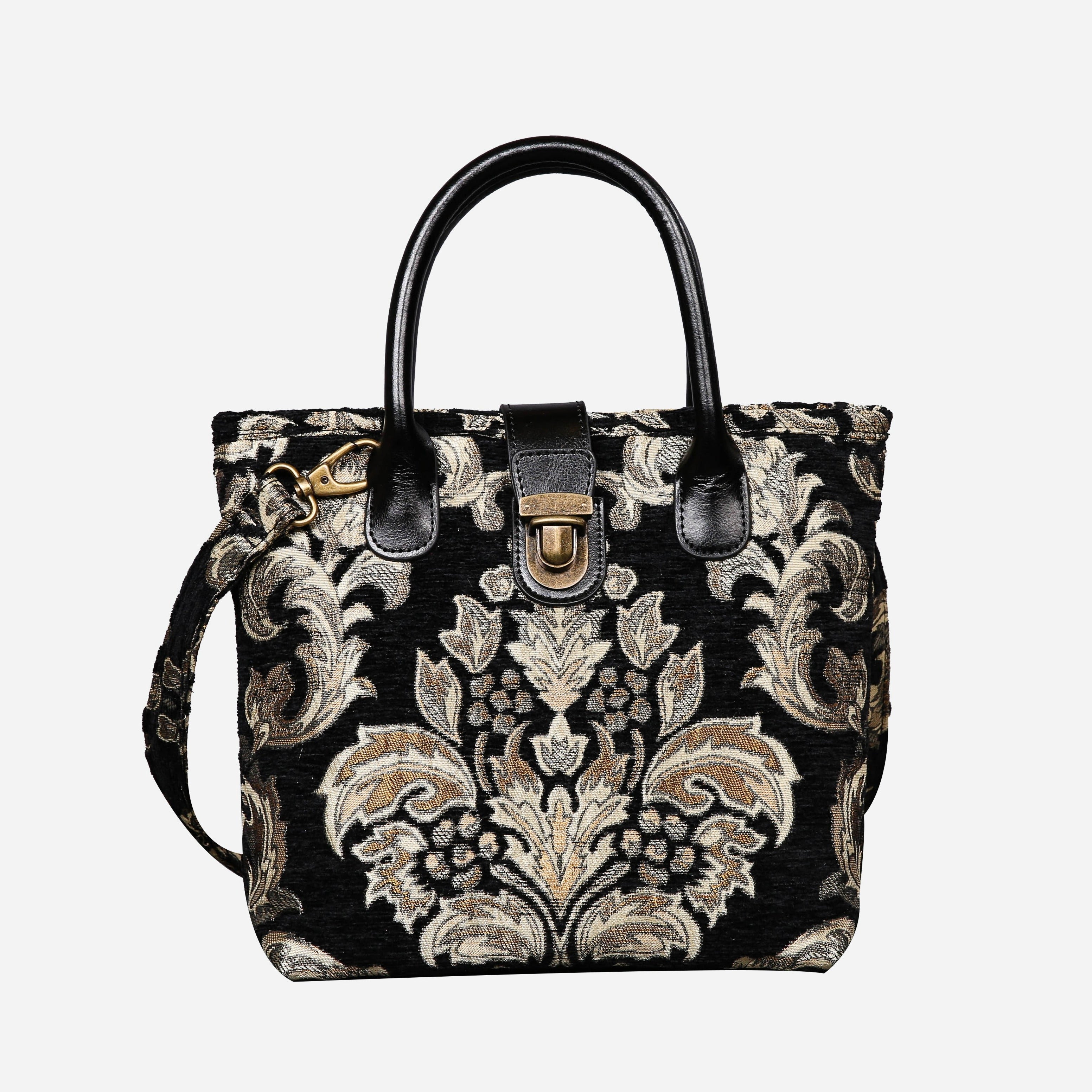 Victorian Blossom BLK-GOLD Tuck Lock Carpet Satchel carpet bag MCW Handmade
