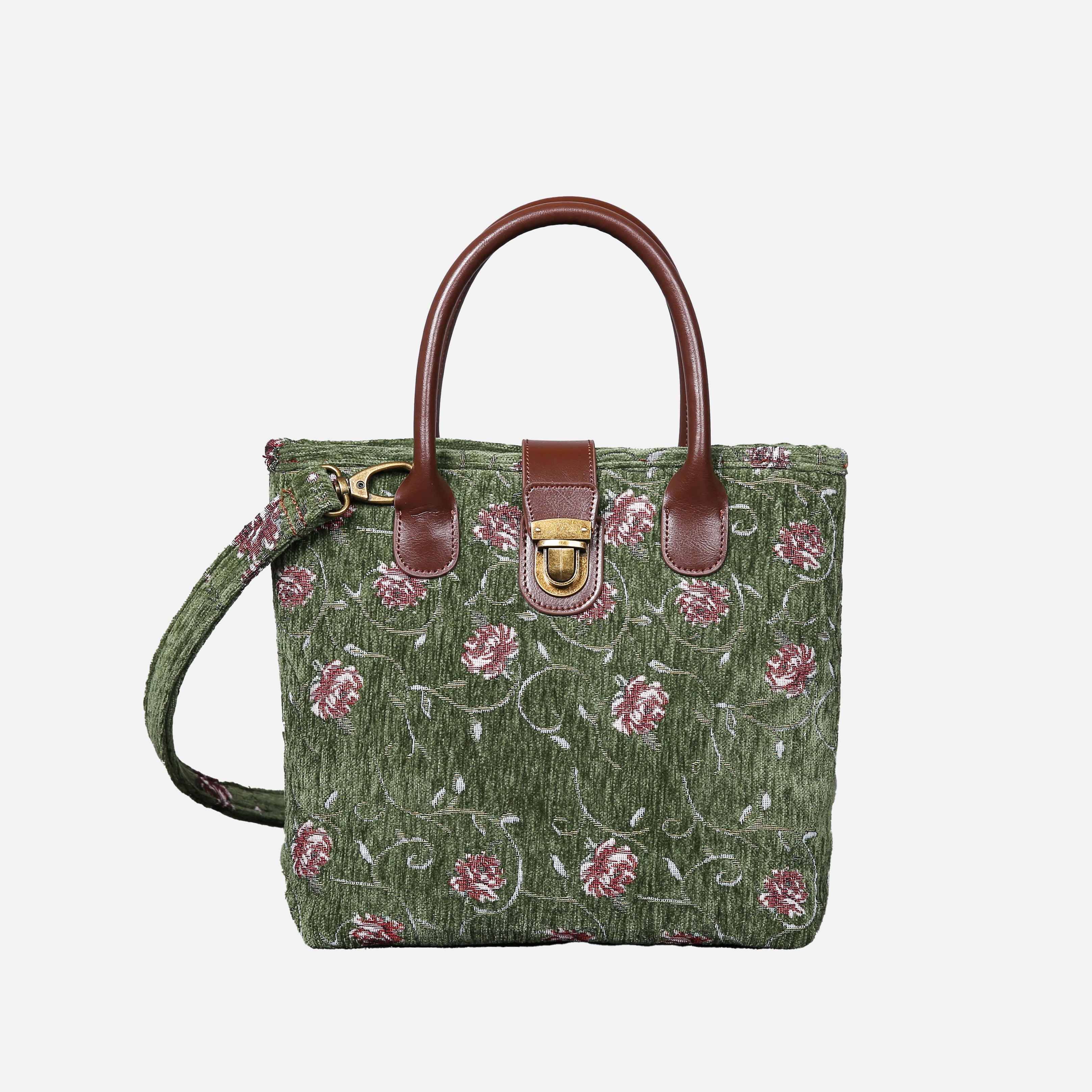 Climbing Rose Tuck Lock Carpet Satchel carpet bag MCW Handmade-2