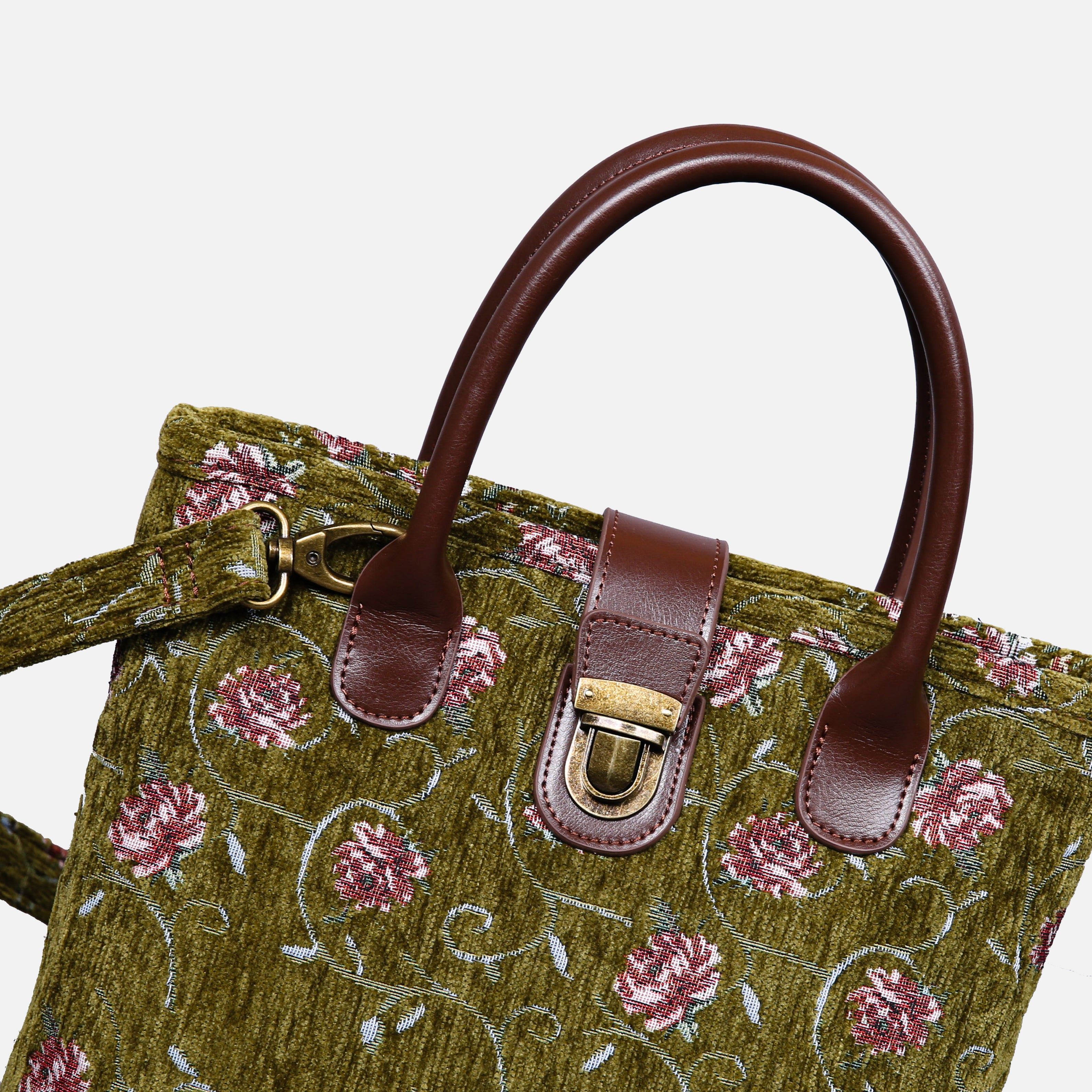 Climbing Rose Tuck Lock Carpet Satchel carpet bag MCW Handmade details