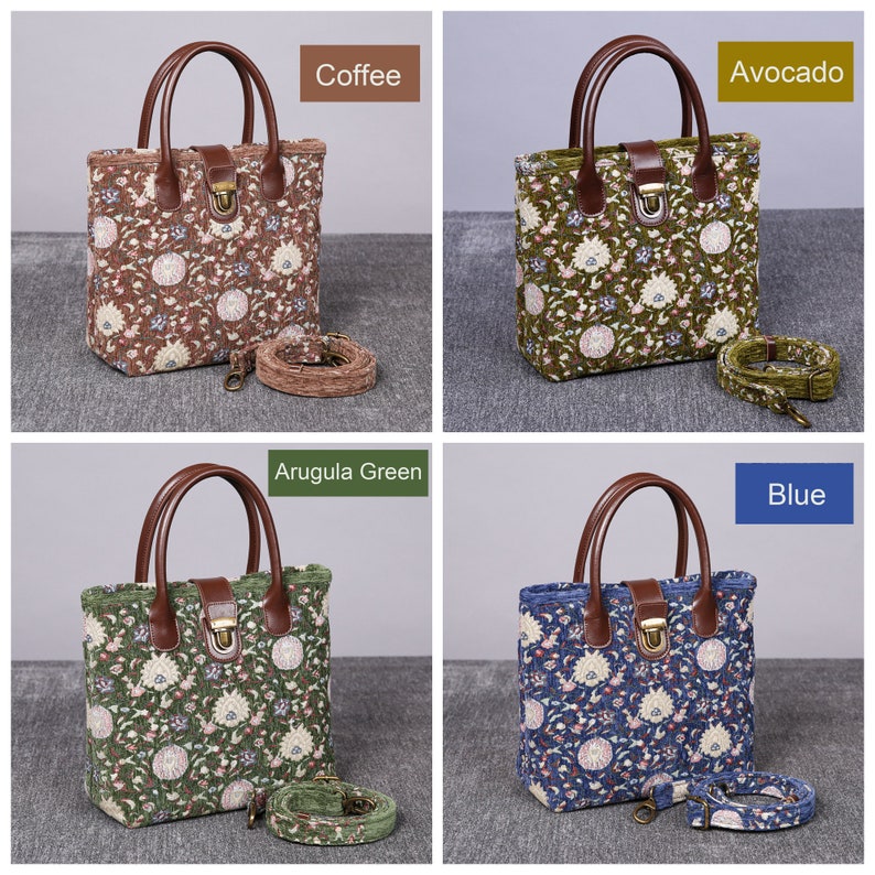Oriental Floral Tuck Lock Carpet Satchel carpet bag MCW Handmade-9